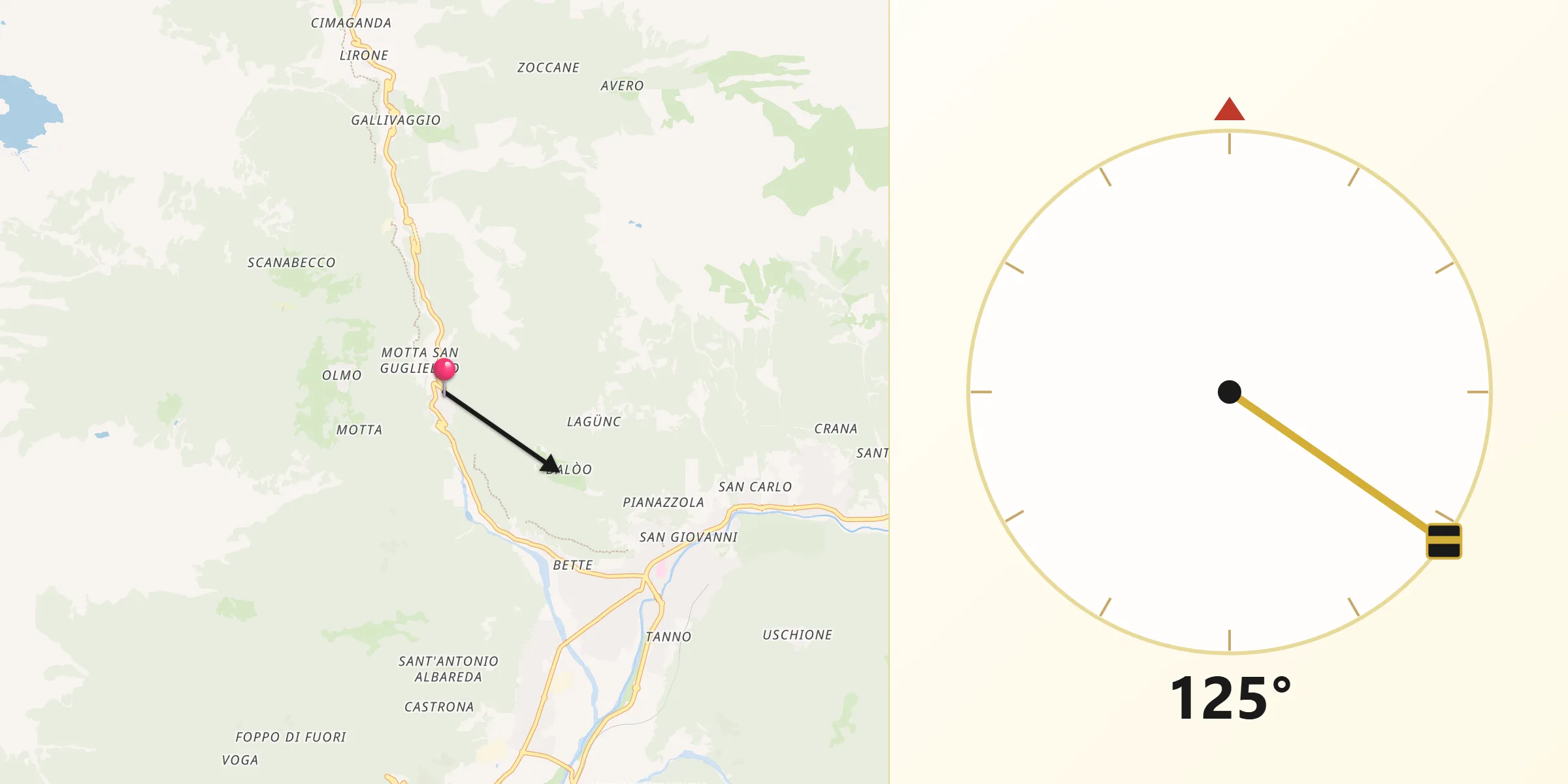 Direzione della Qibla da San Giacomo Filippo