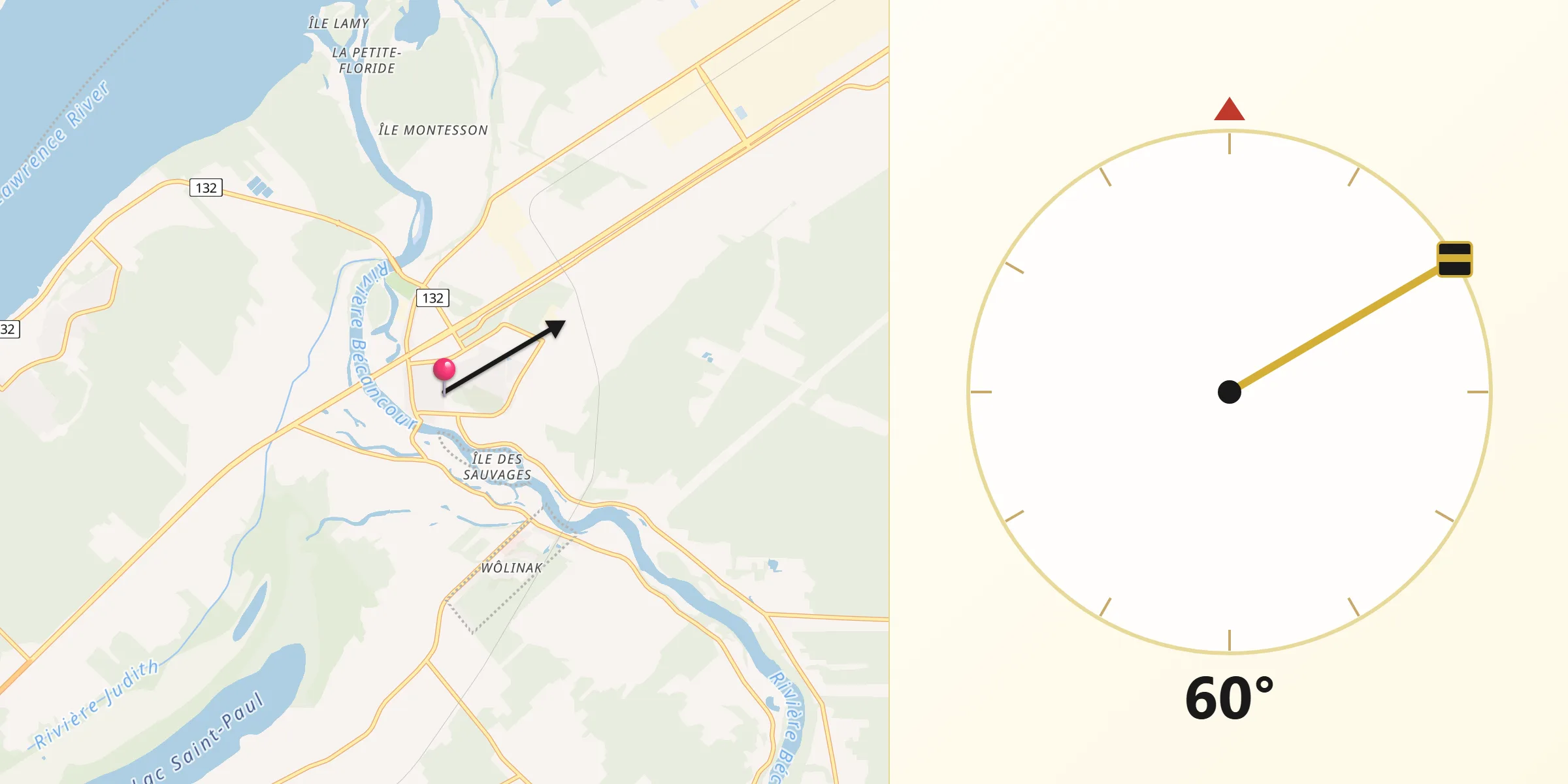 Qibla Direction from Bécancour