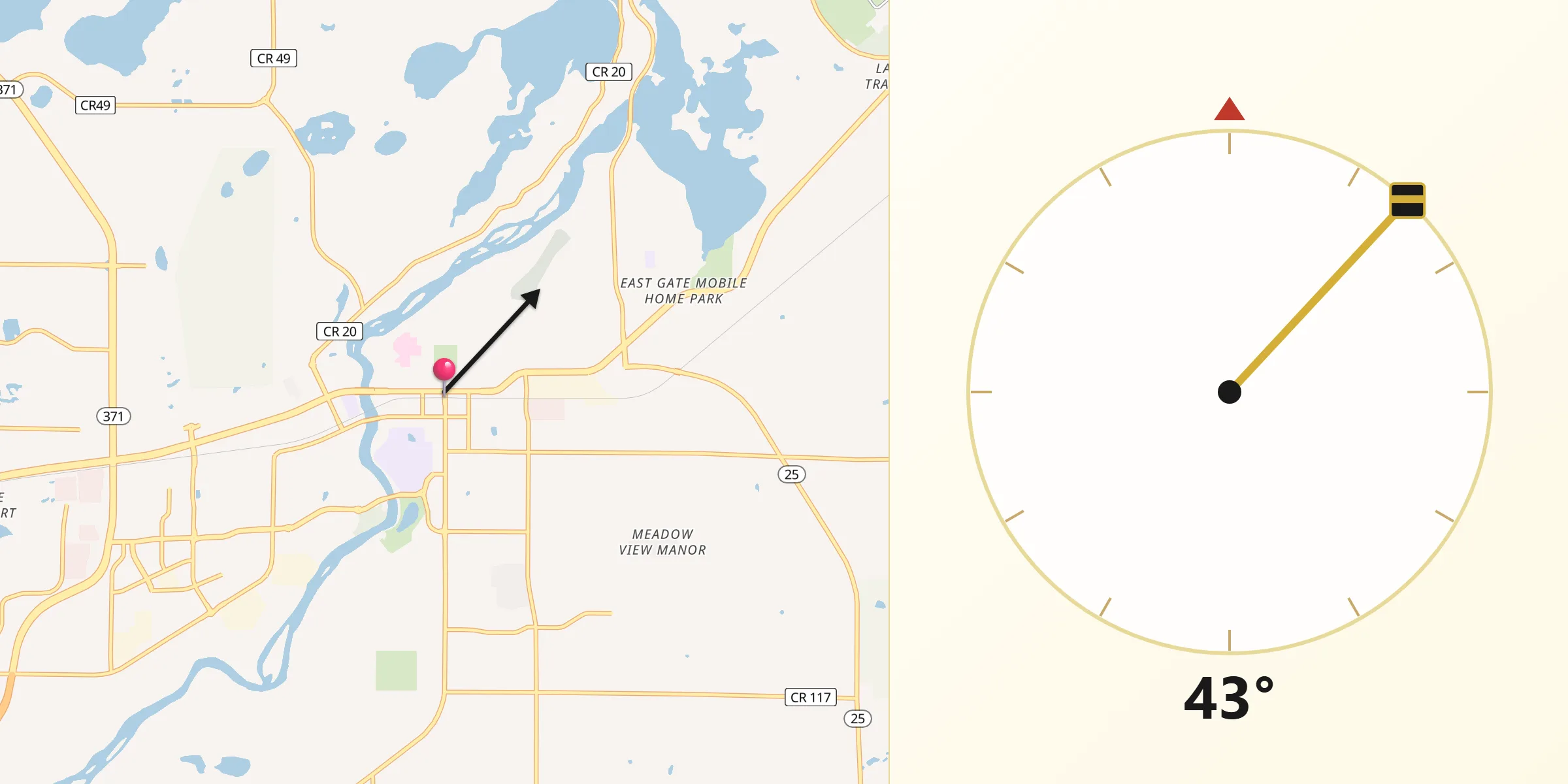 Qibla Direction from Brainerd