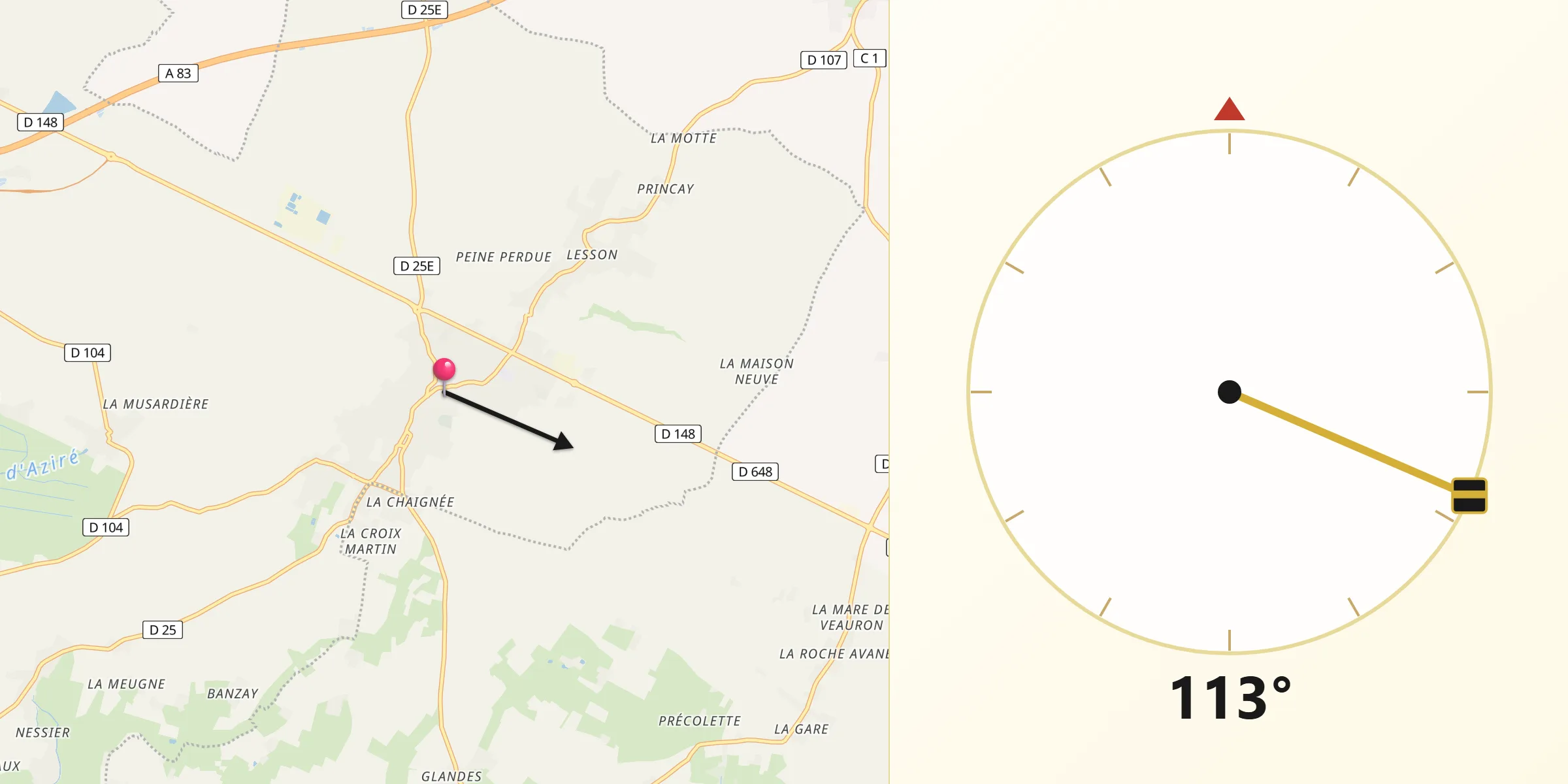 Direction vers la Qibla depuis Benet