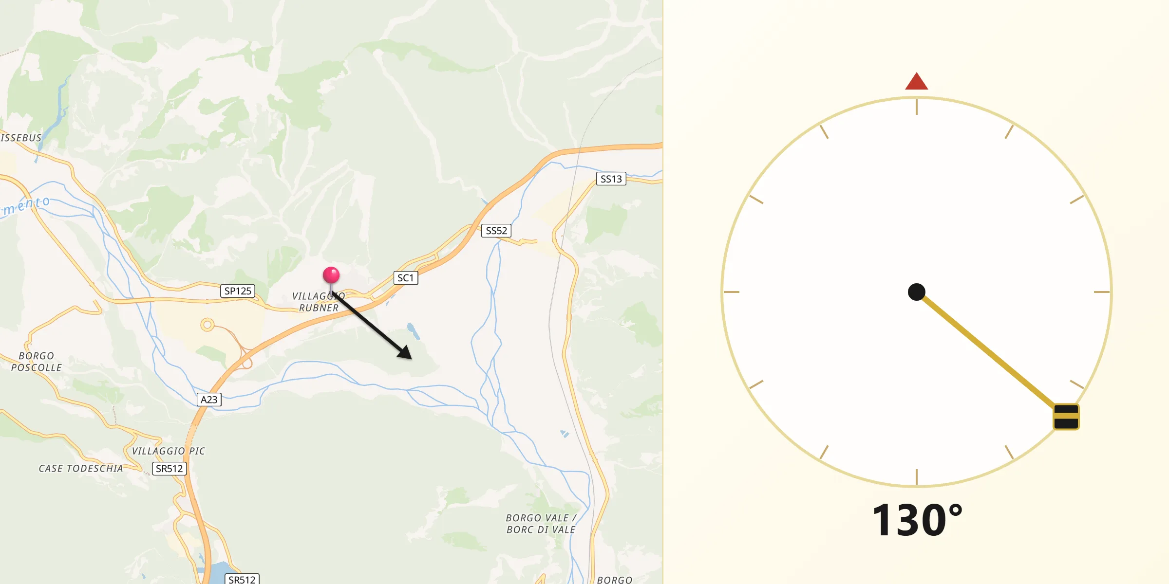 Direzione della Qibla da Amaro