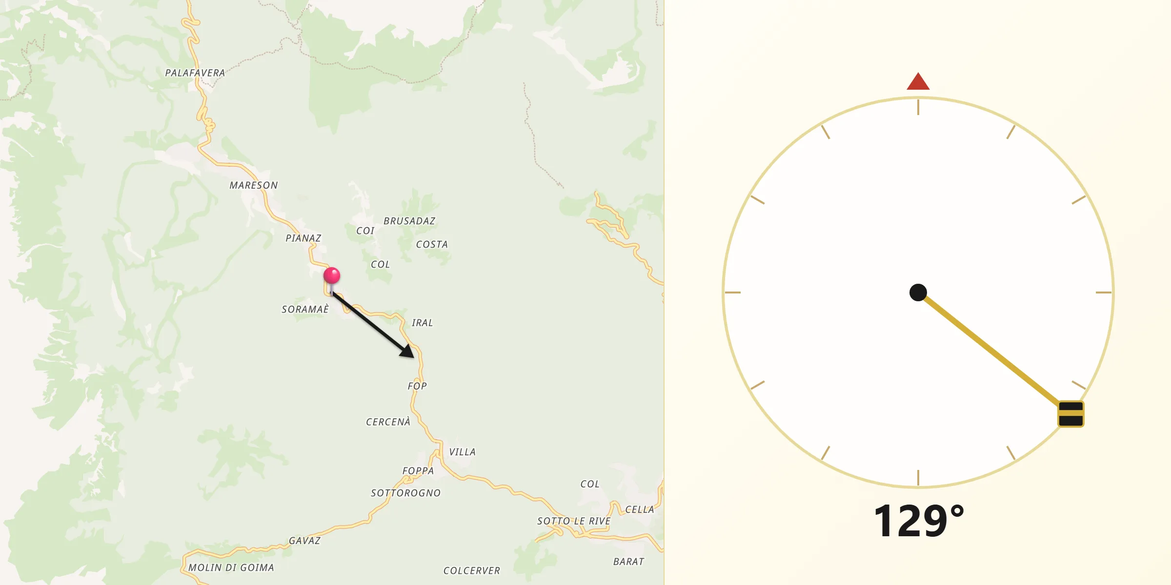 Direzione della Qibla da Fusine