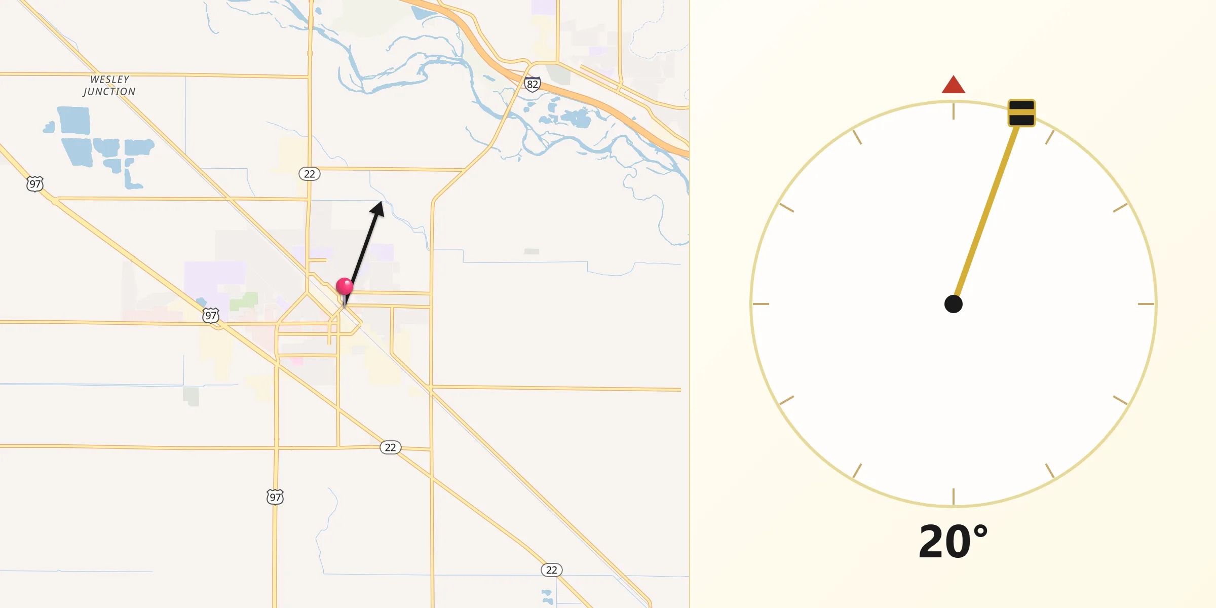 Qibla Direction from Toppenish