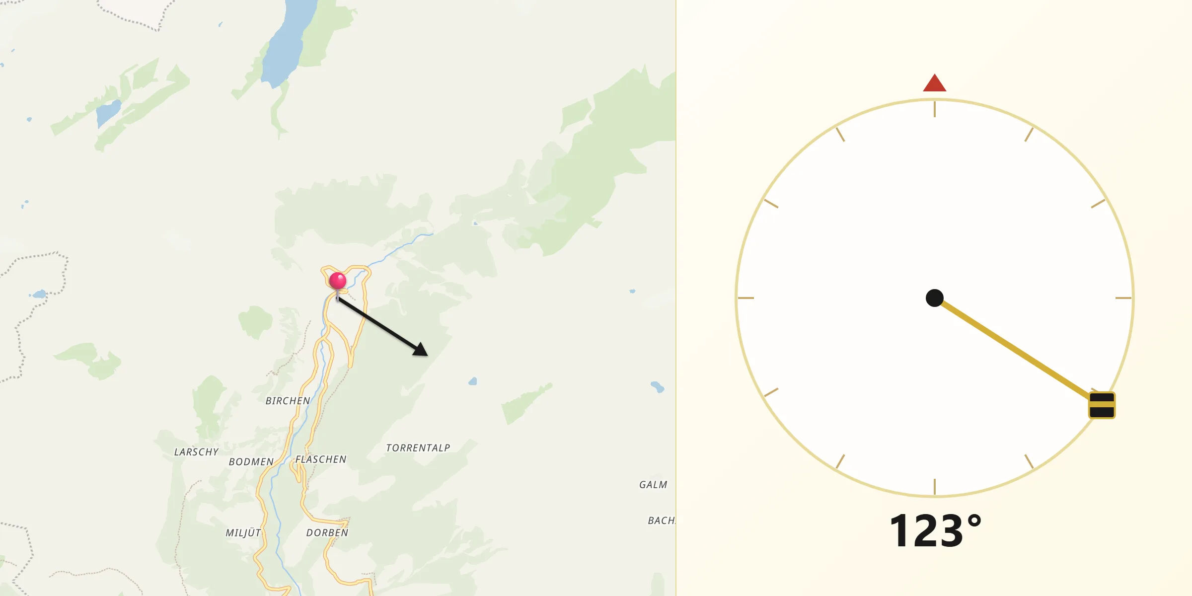 Direction vers la Qibla depuis Leukerbad
