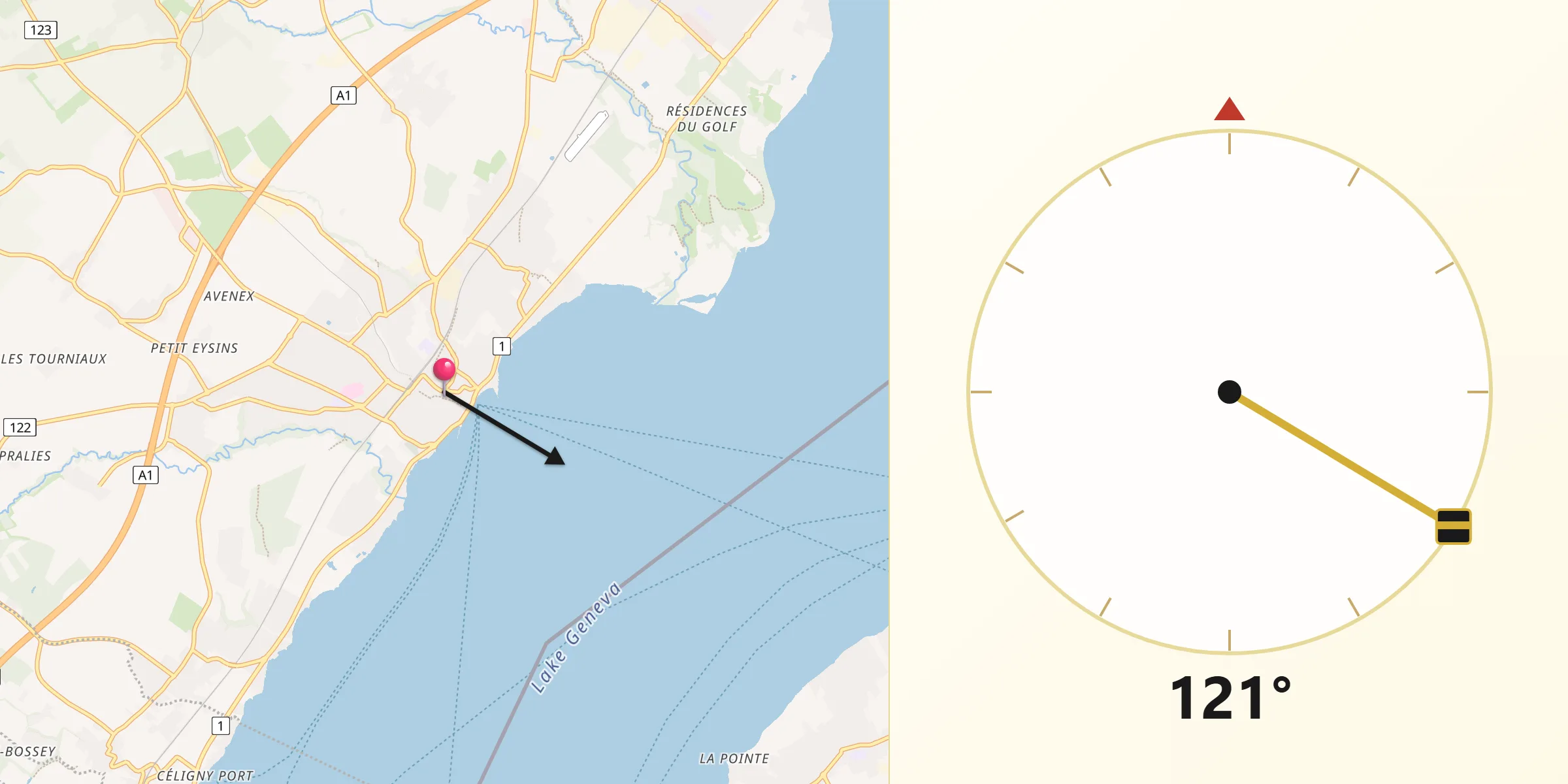 Direzione della Qibla da Nyon
