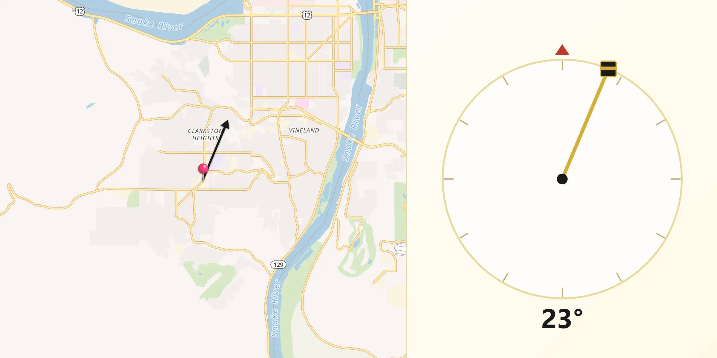 Qibla Direction from Clarkston Heights-Vineland