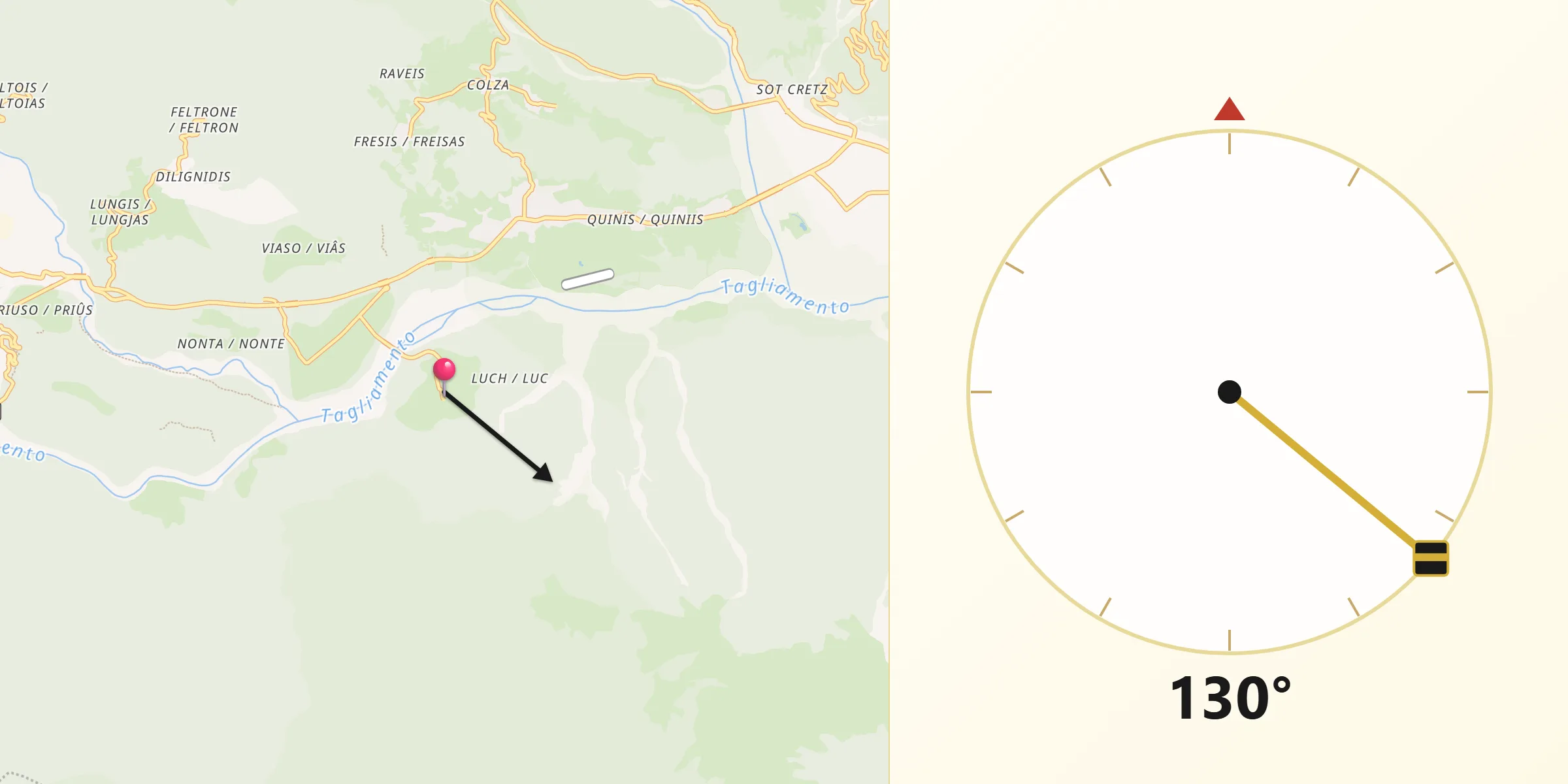 Direzione della Qibla da Preone