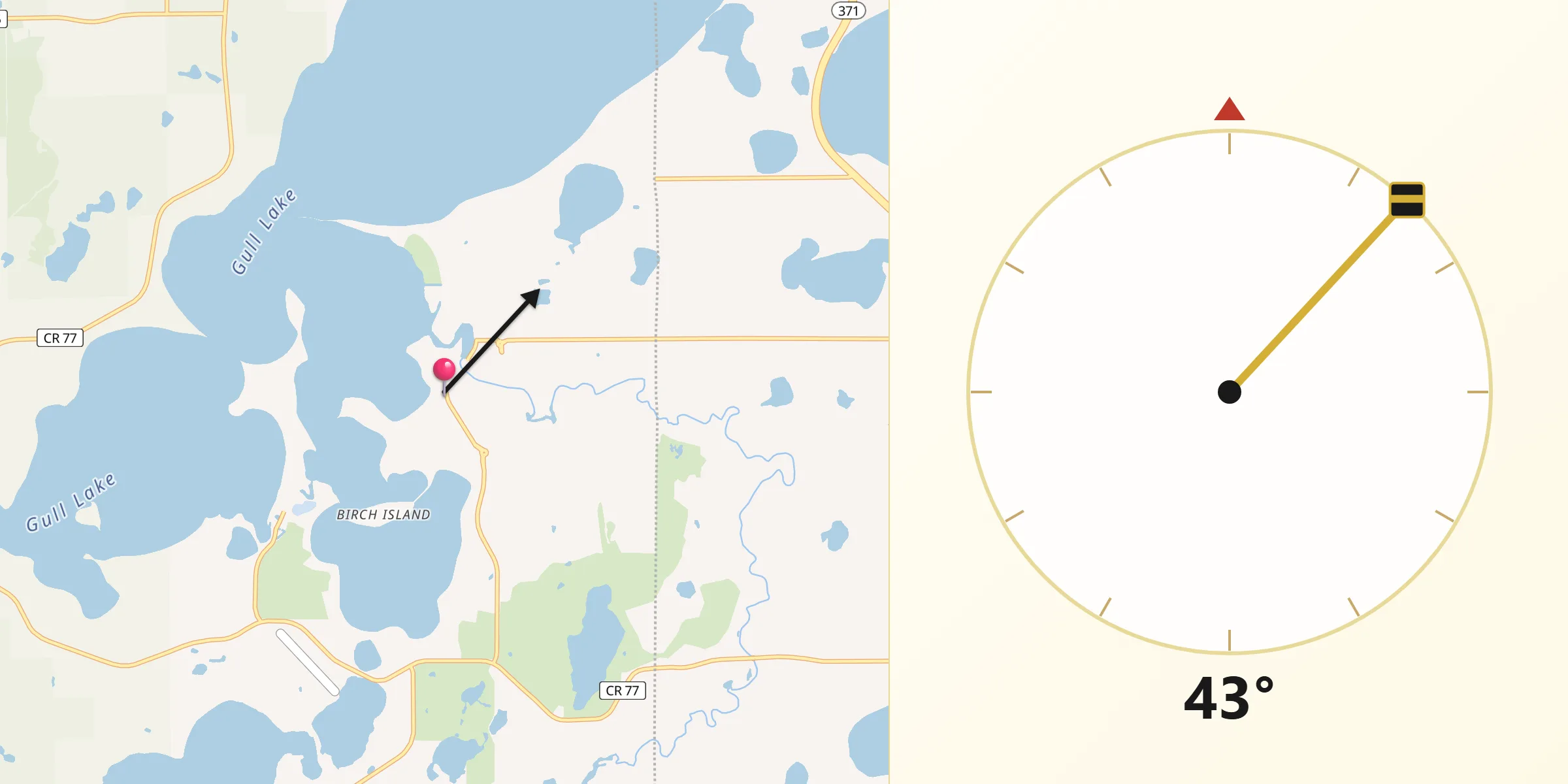Qibla Direction from East Gull Lake