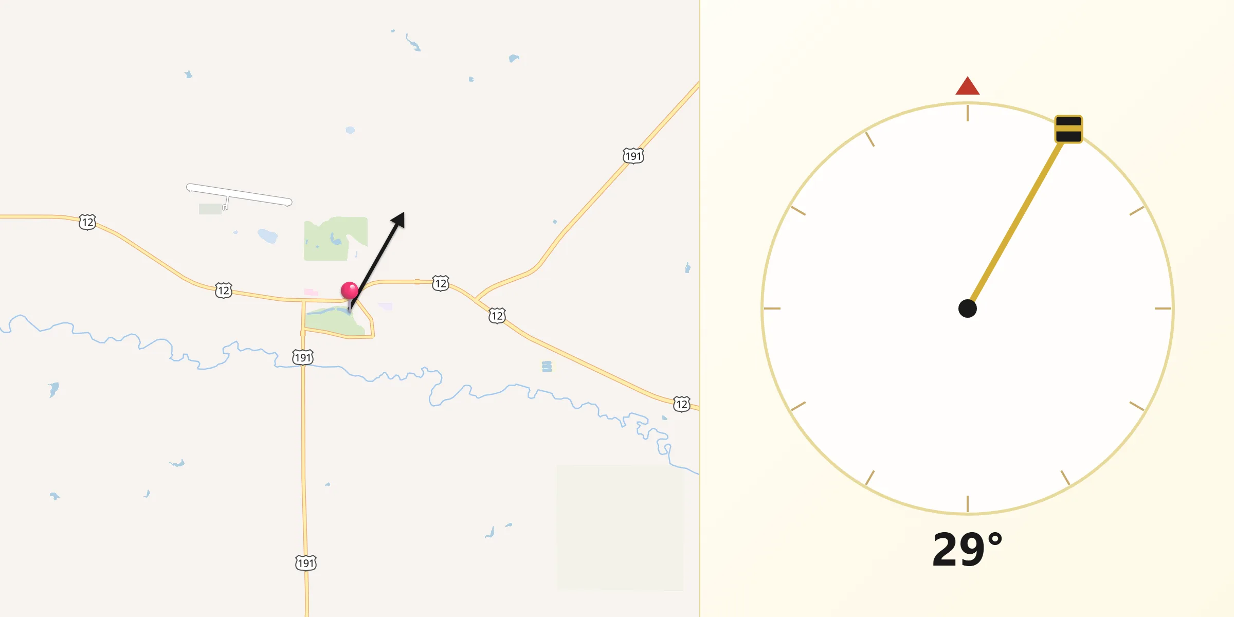 Qibla Direction from Harlowton