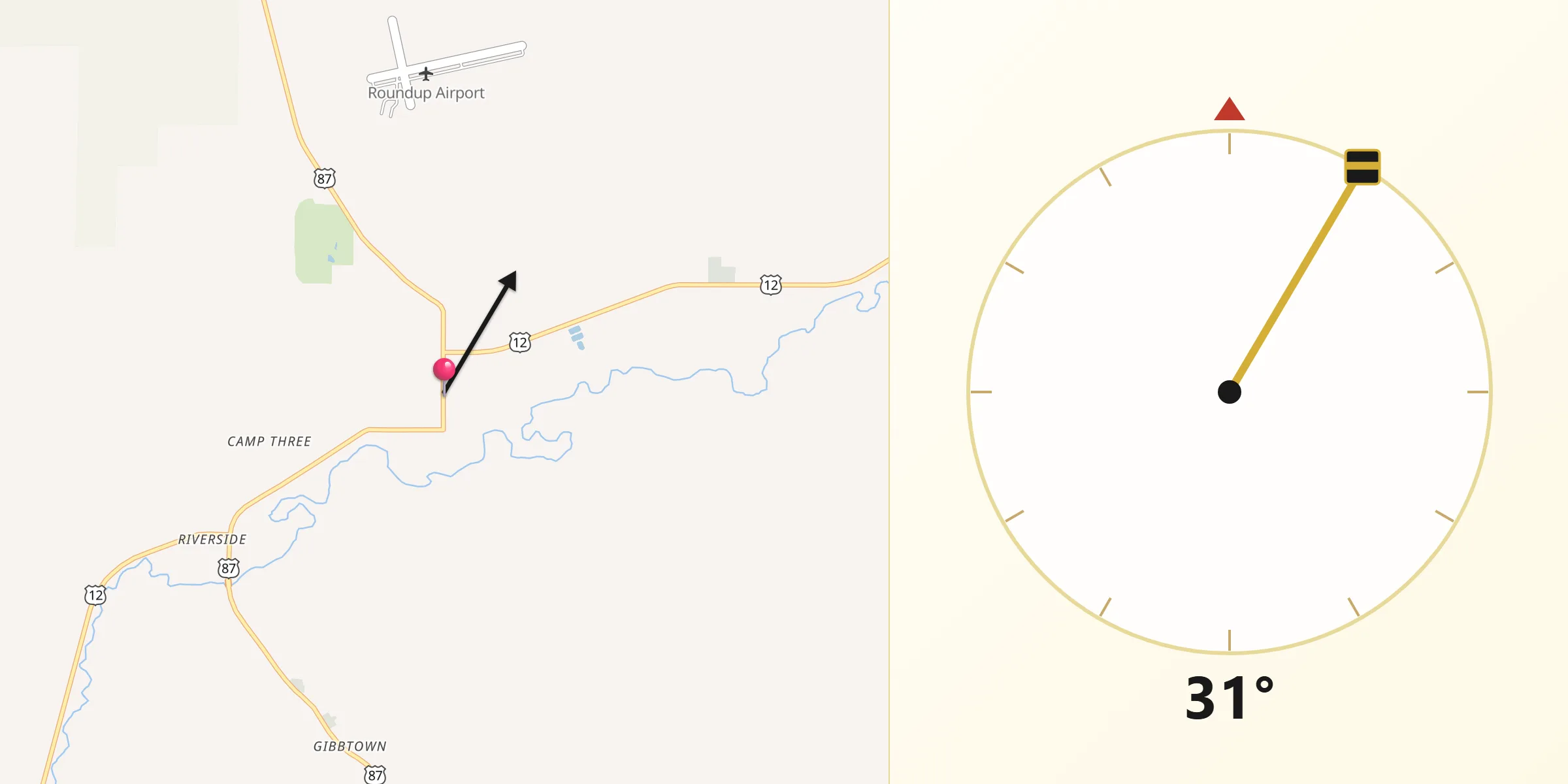 Qibla Direction from Roundup