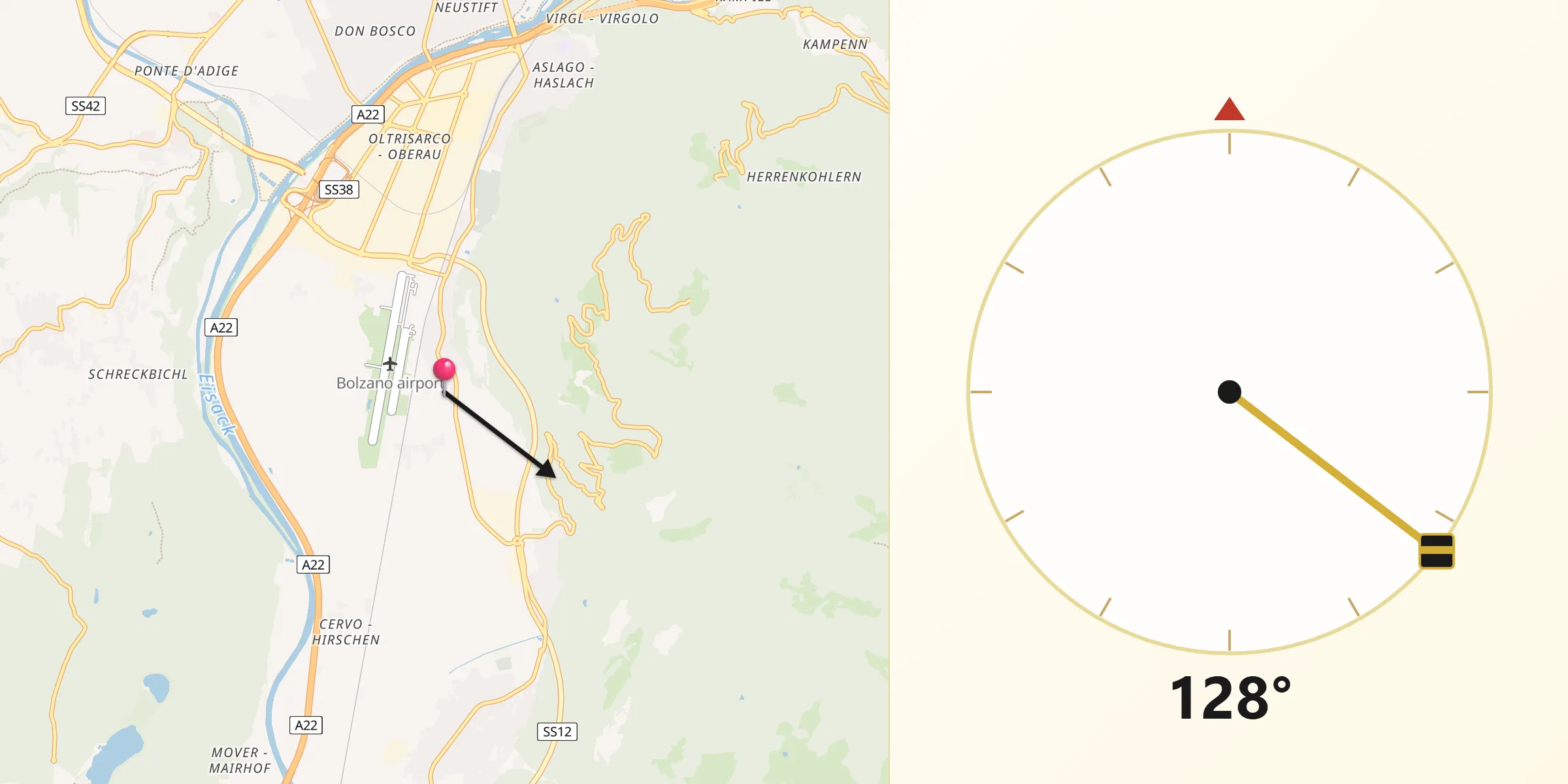 Direzione della Qibla da San Giacomo
