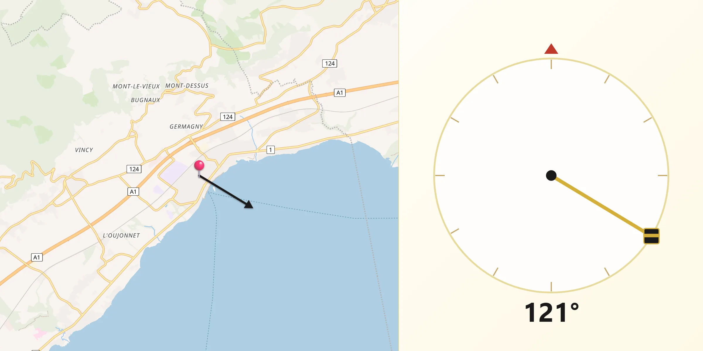 Direction vers la Qibla depuis Rolle