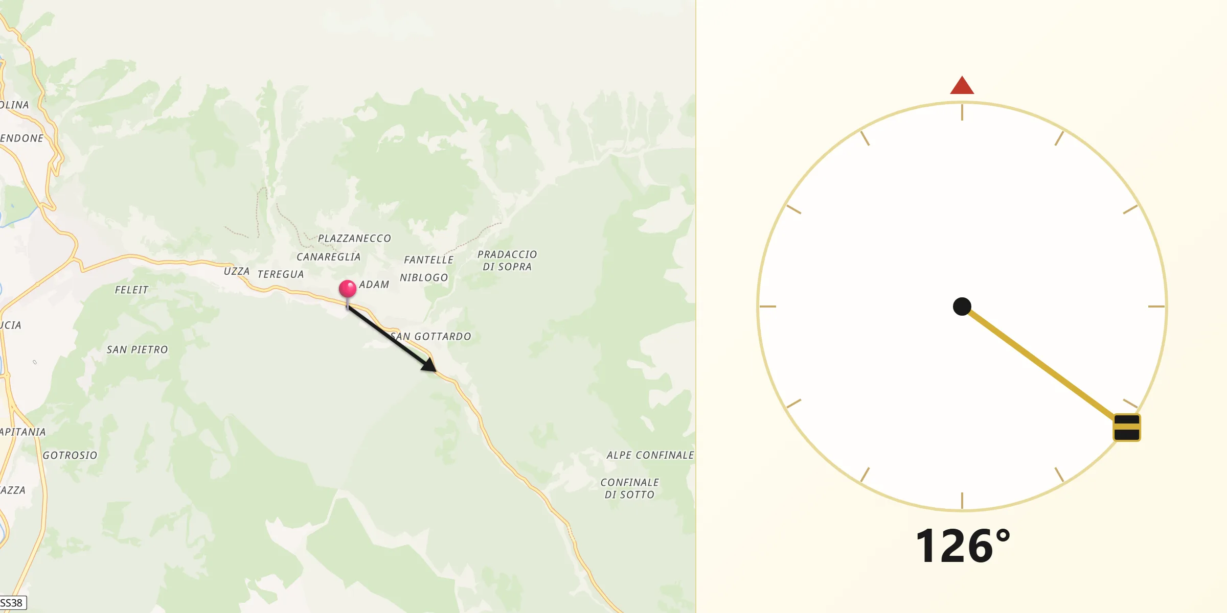 Direzione della Qibla da Sant'Antonio