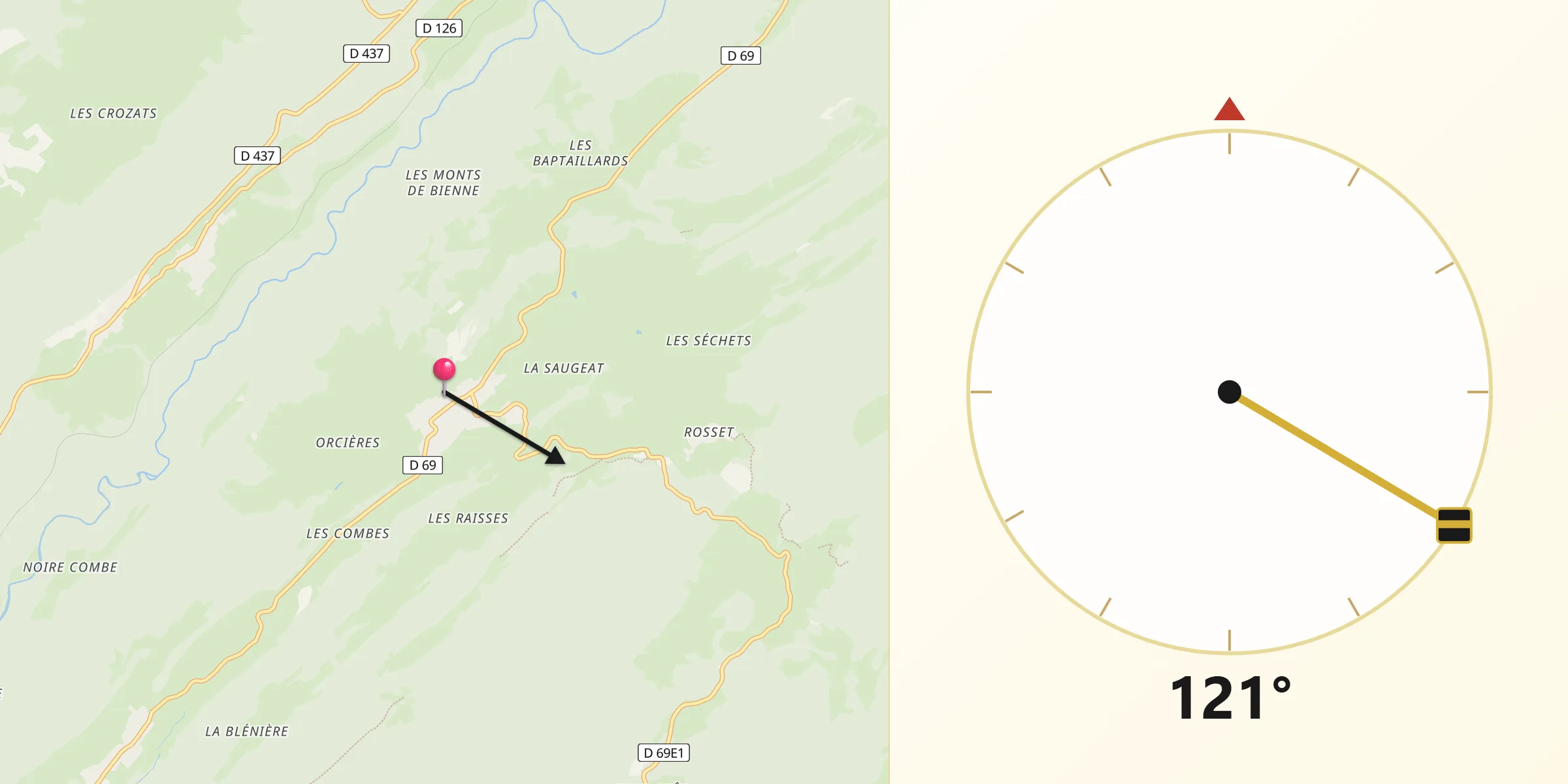 Direction vers la Qibla depuis Longchaumois