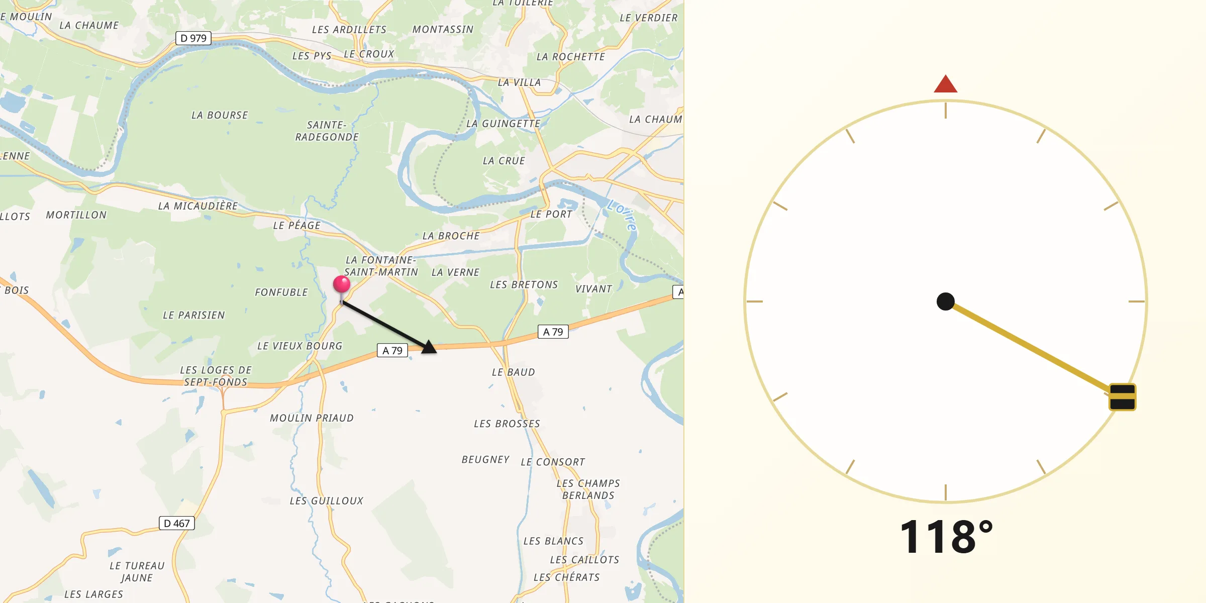 Direction vers la Qibla depuis Molinet