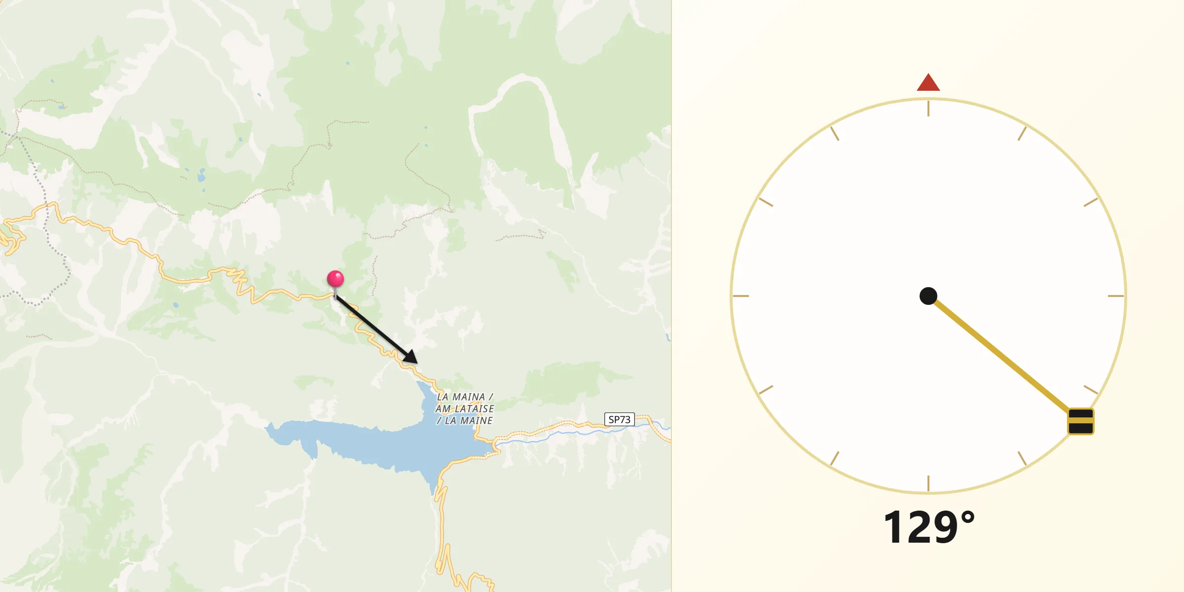 Direzione della Qibla da Sauris di Sotto