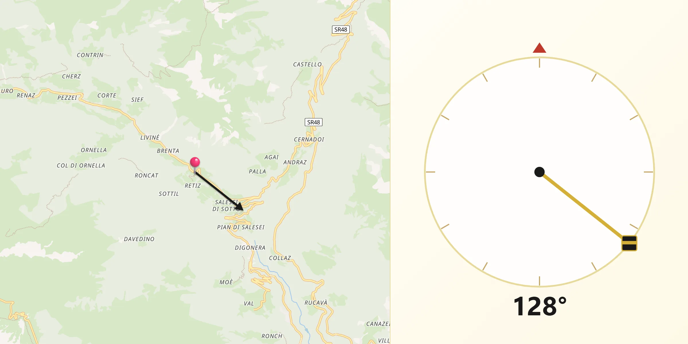 Direzione della Qibla da Livinallongo del Col di Lana