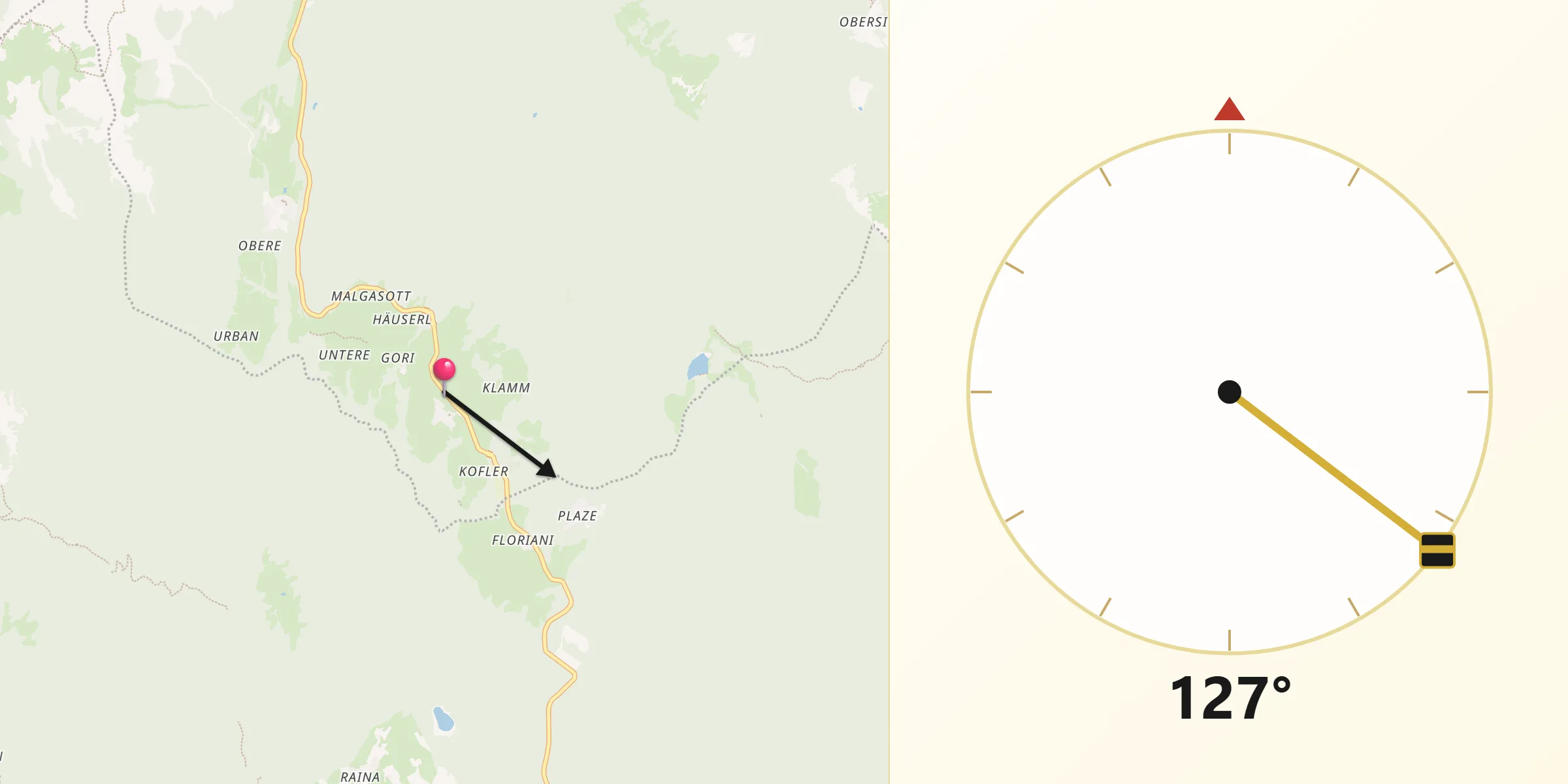 Direzione della Qibla da San Felice