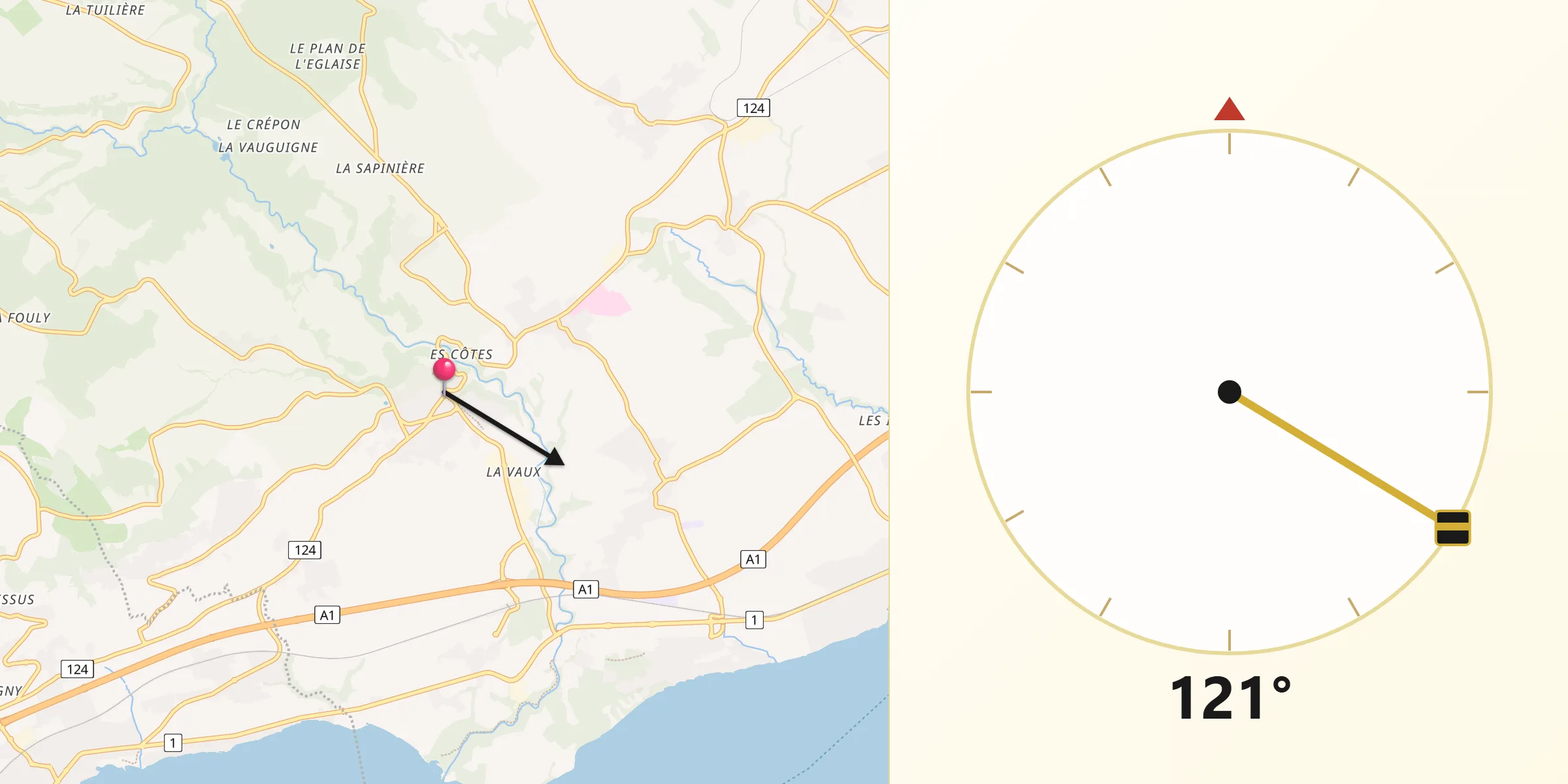 Direzione della Qibla da Aubonne