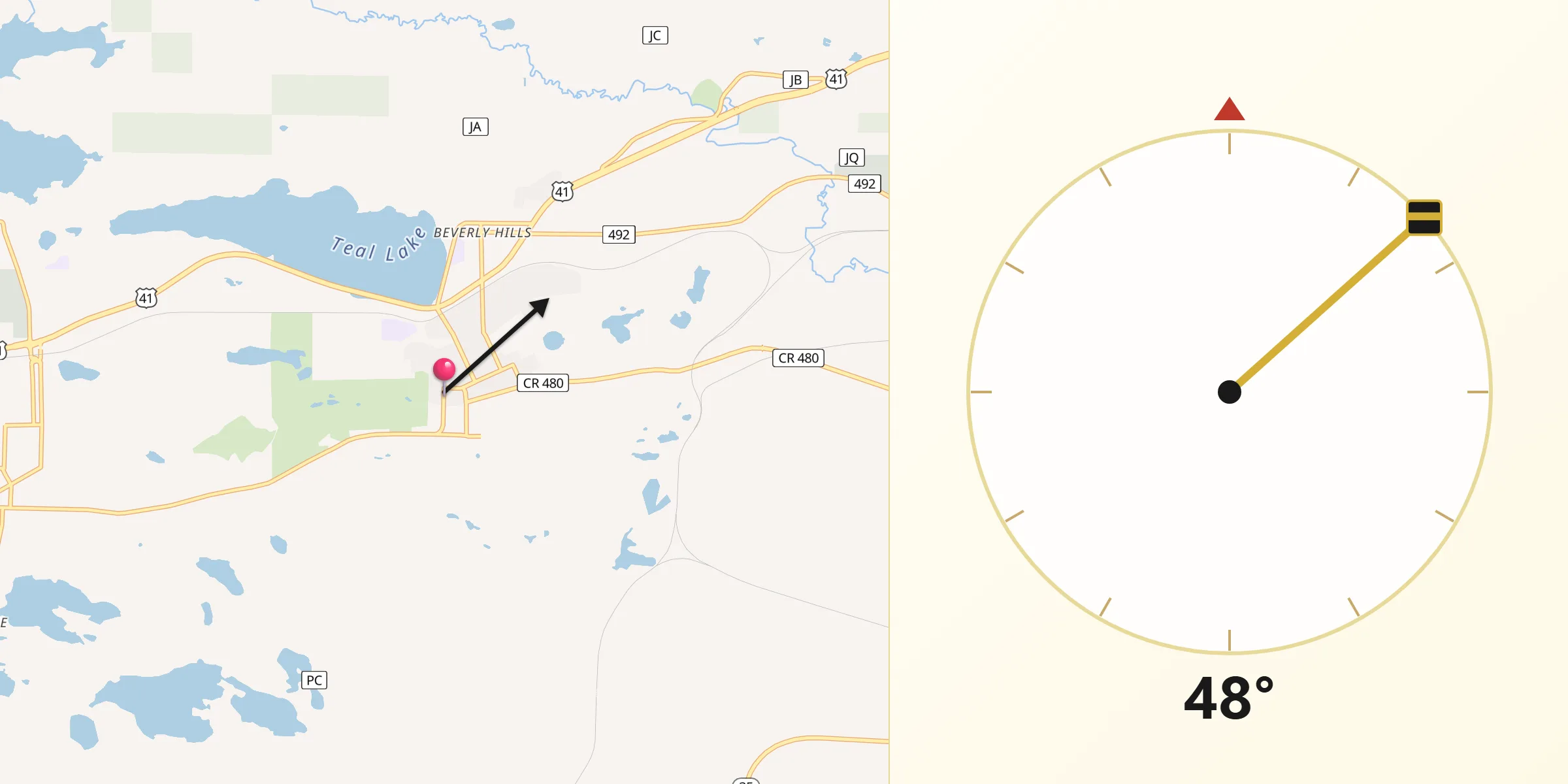 Qibla Direction from Negaunee