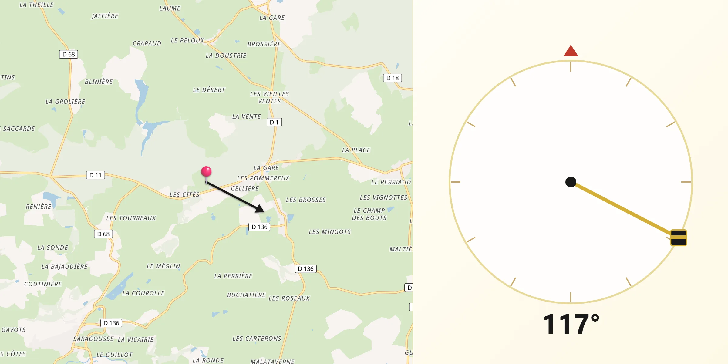 Direction vers la Qibla depuis Département de l'Allier