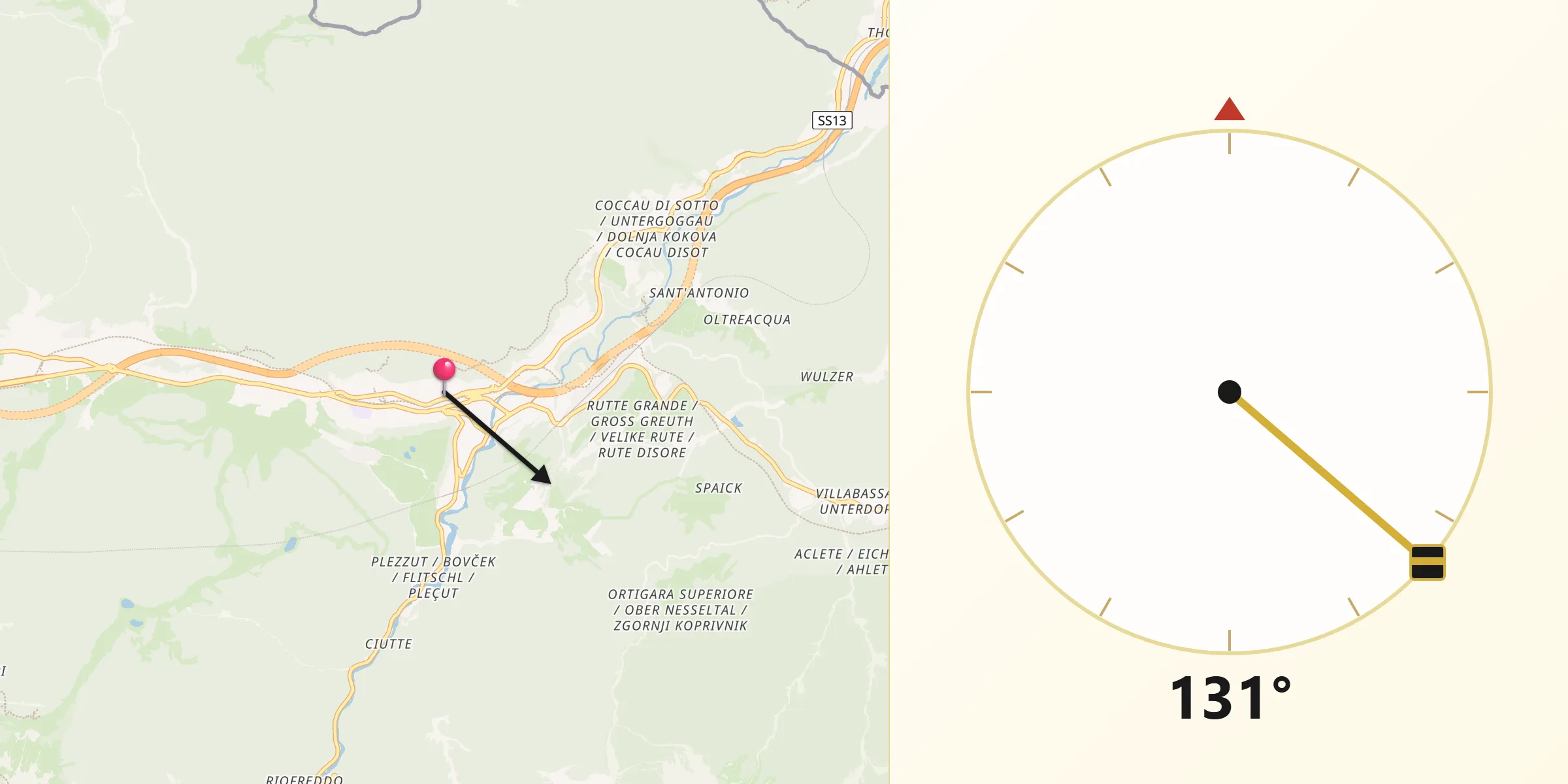 Direzione della Qibla da Tarvisio