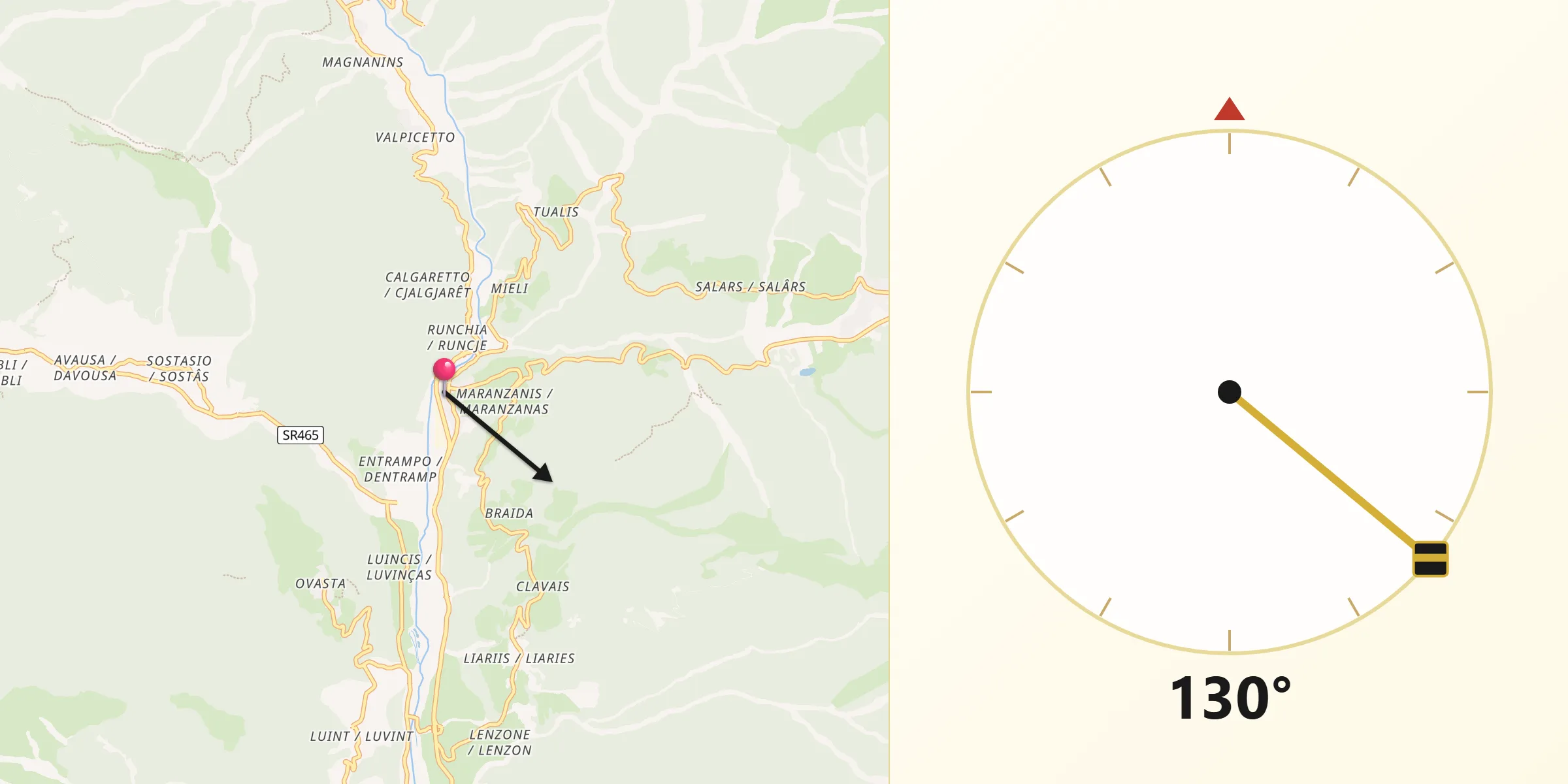 Direzione della Qibla da Comeglians