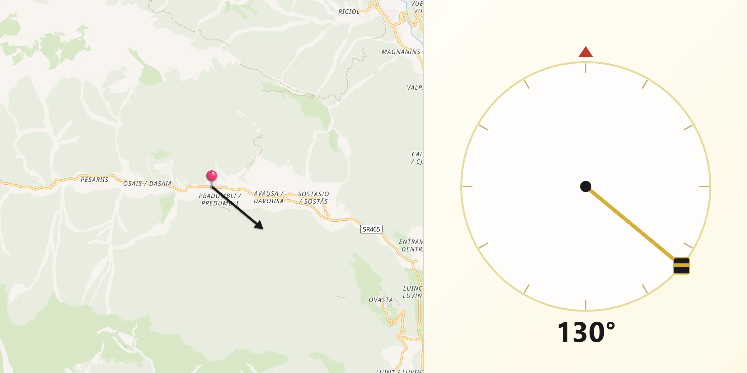Direzione della Qibla da Pieria-Prato Carnico