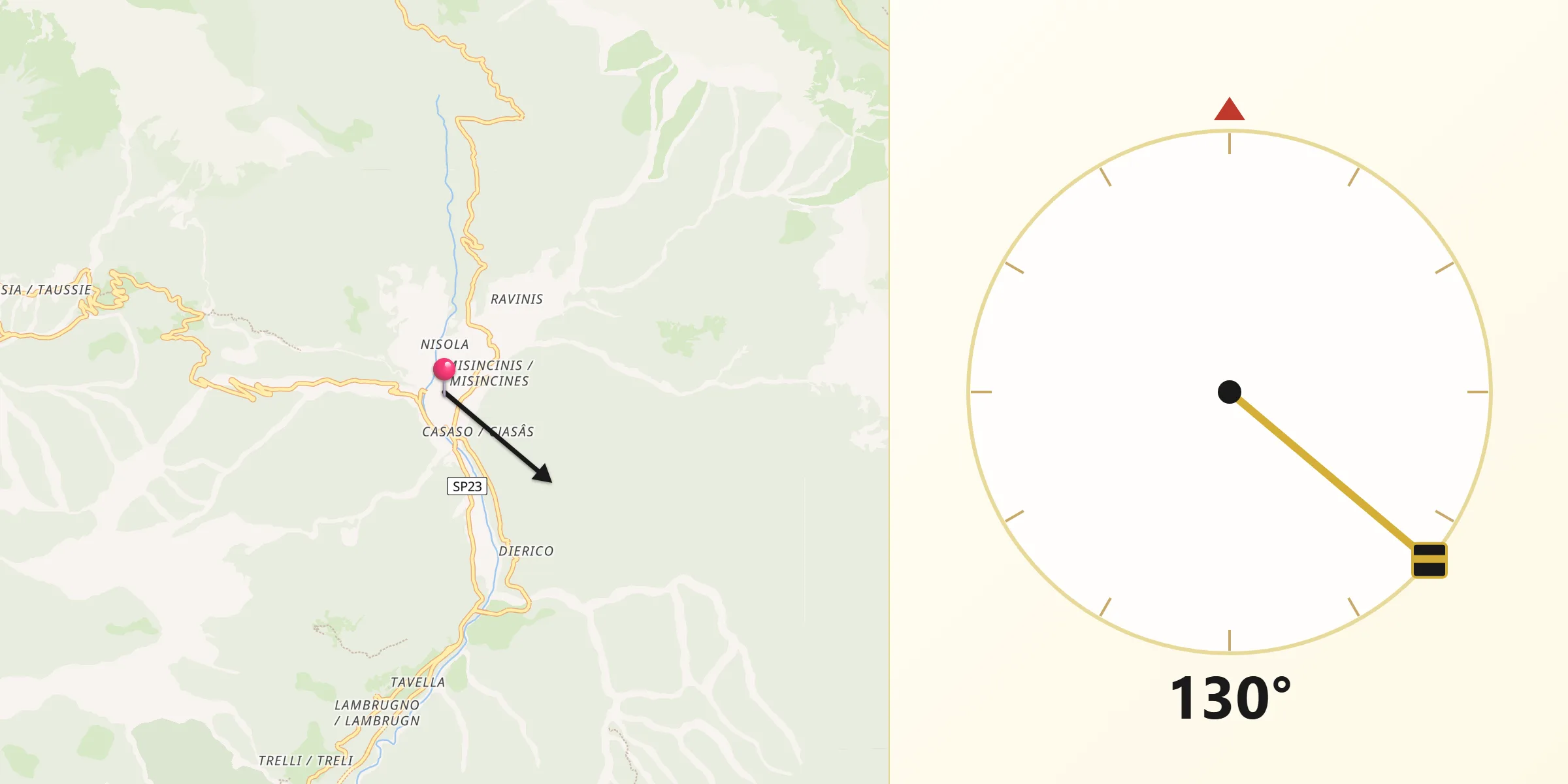 Direzione della Qibla da Paularo