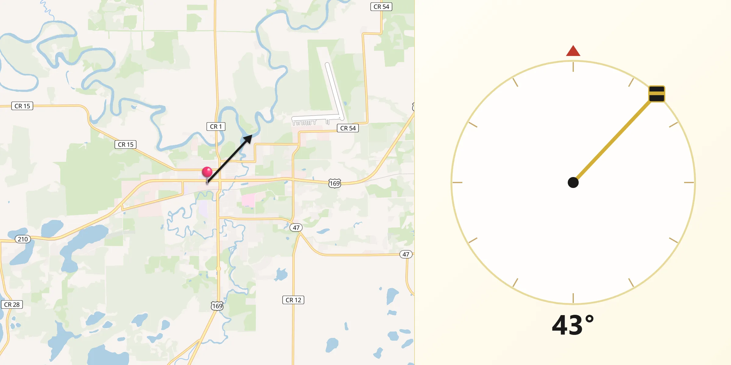 Qibla Direction from Aitkin