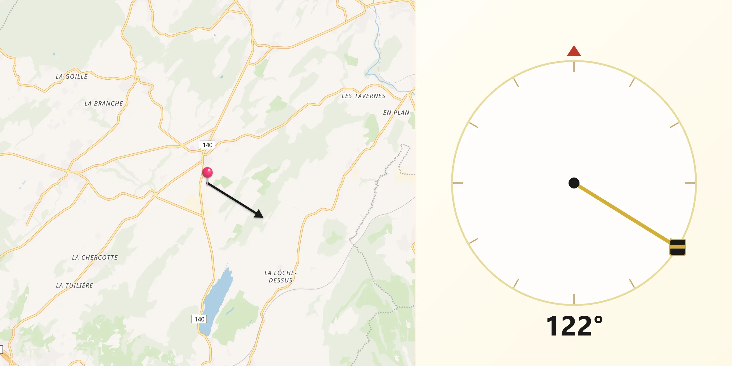 Qibla-Richtung von Lavaux-Oron