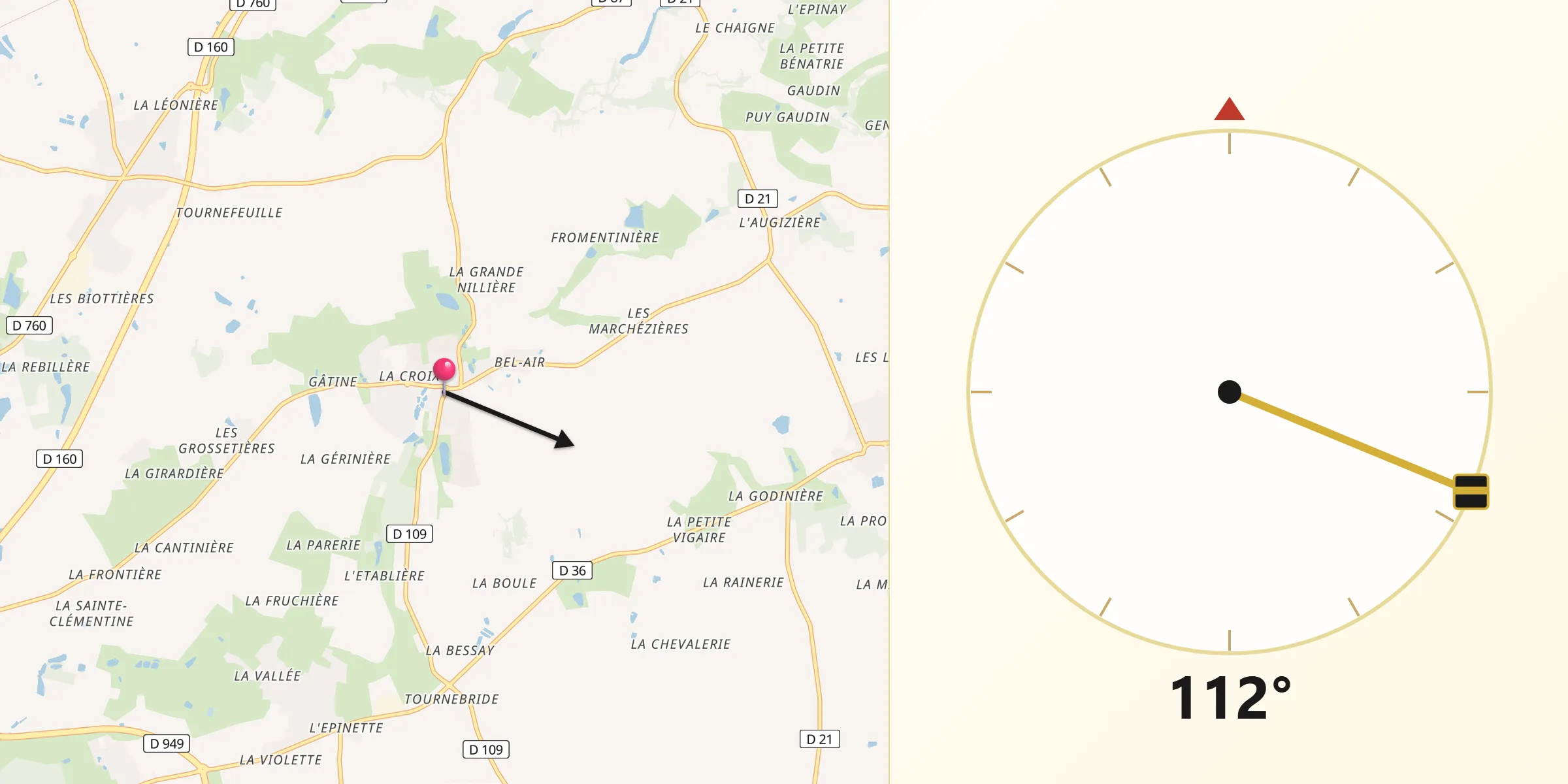 Direction vers la Qibla depuis Sainte-Foy