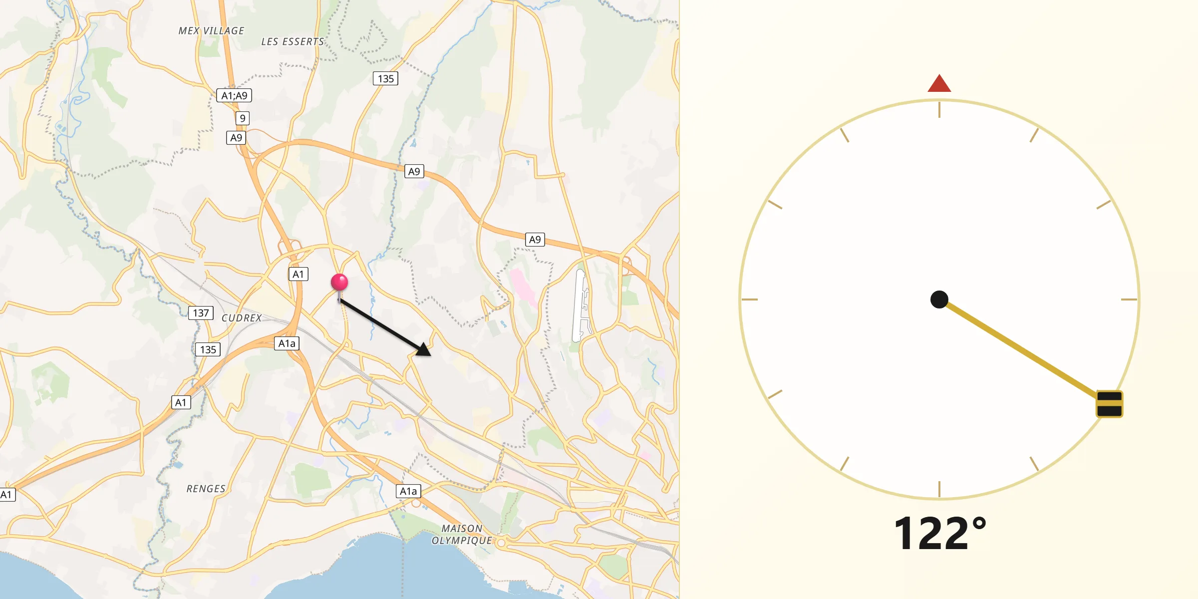Direzione della Qibla da Crissier