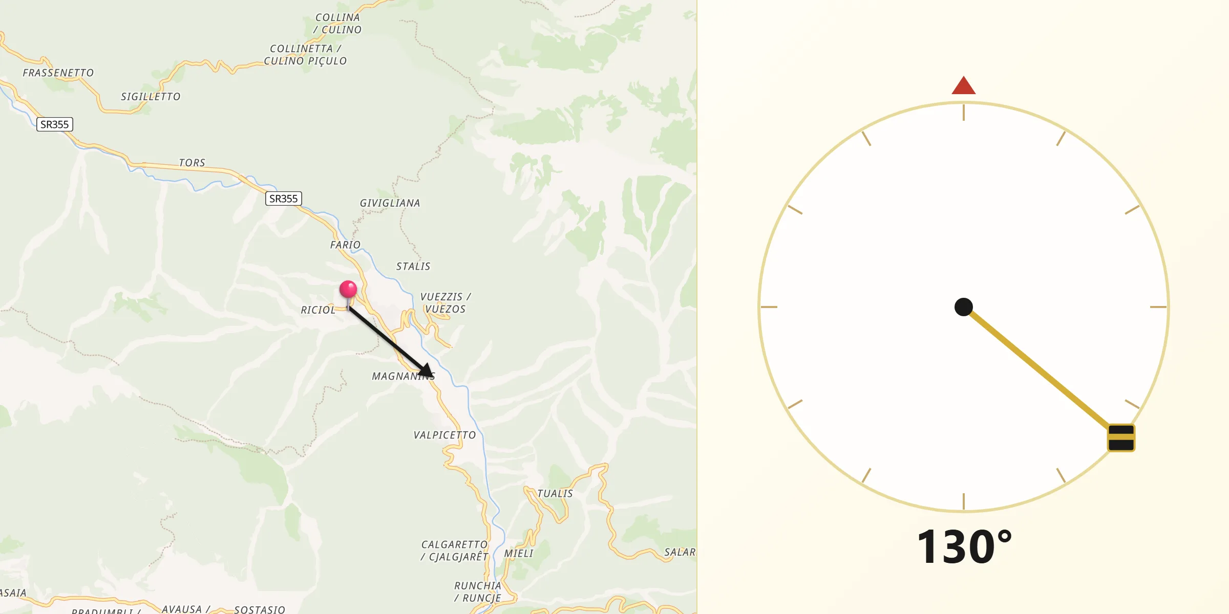 Direzione della Qibla da Rigolato