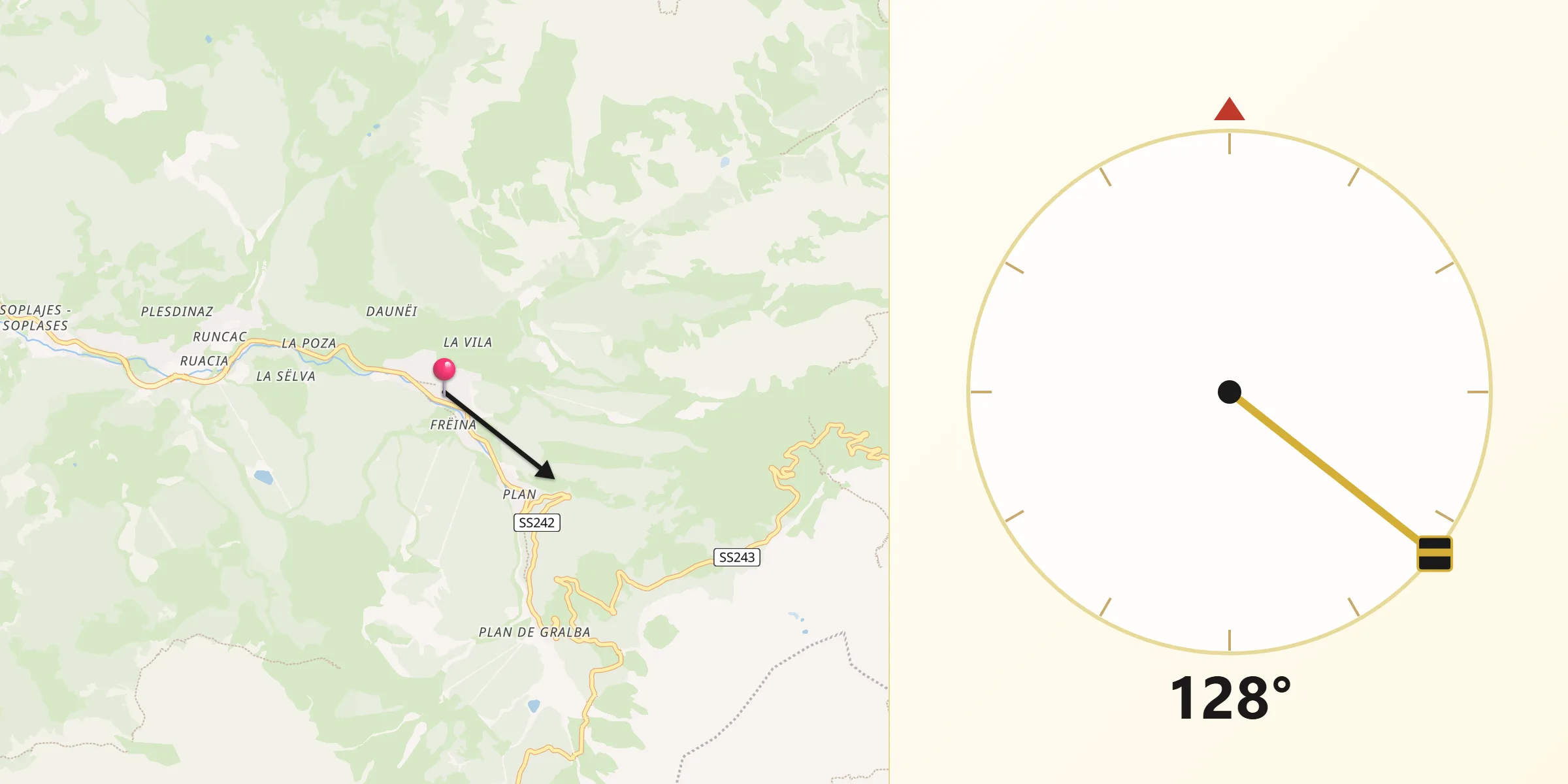 Direzione della Qibla da Selva