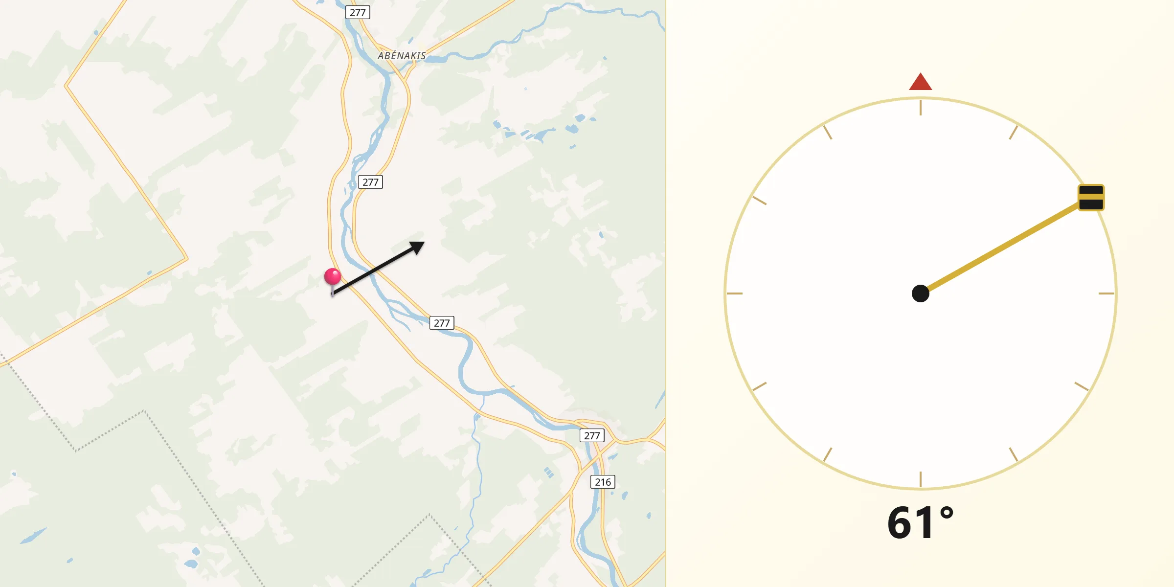 Qibla Direction from Chaudière-Appalaches