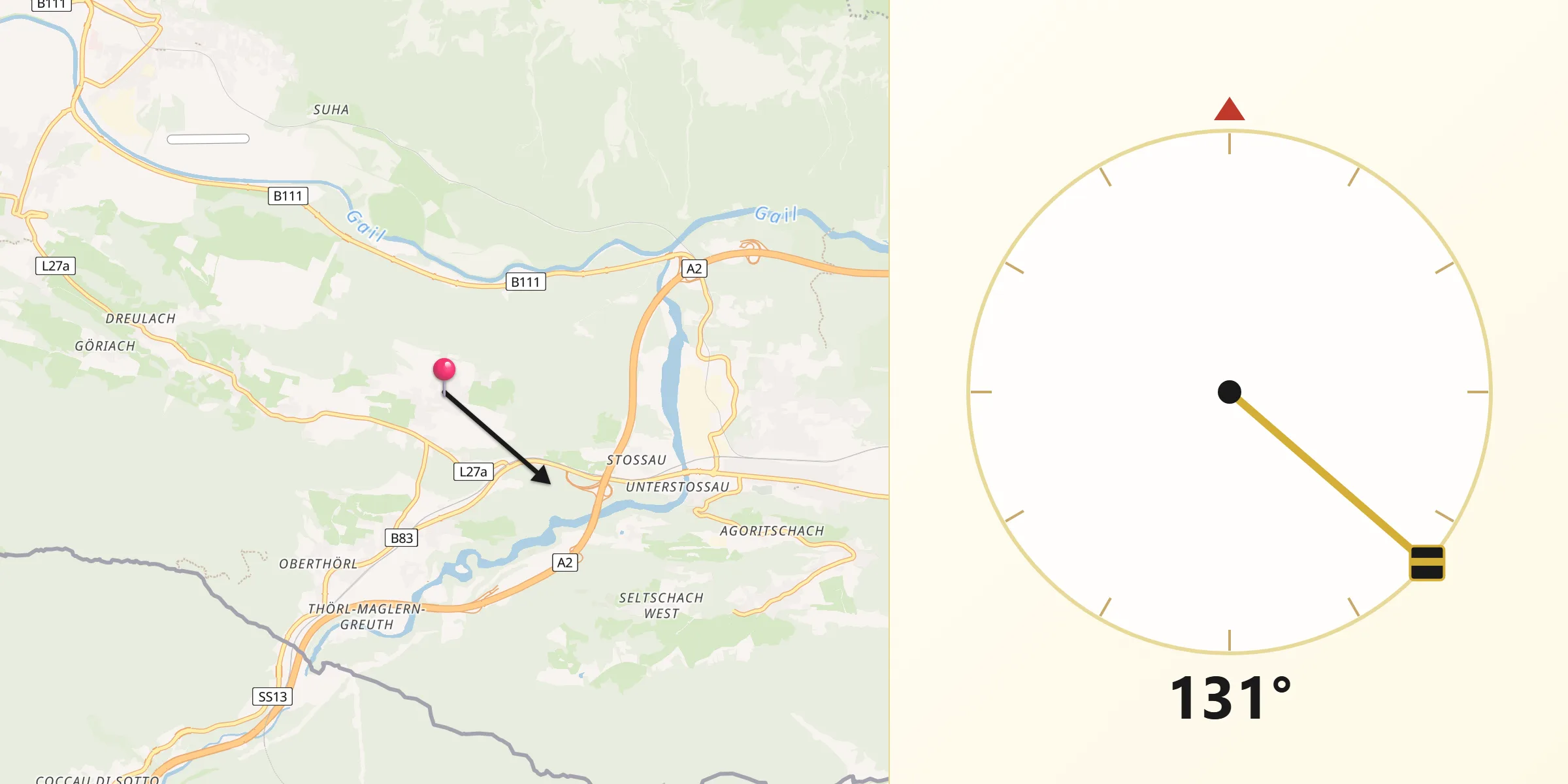 Qibla-Richtung von Hohenthurn