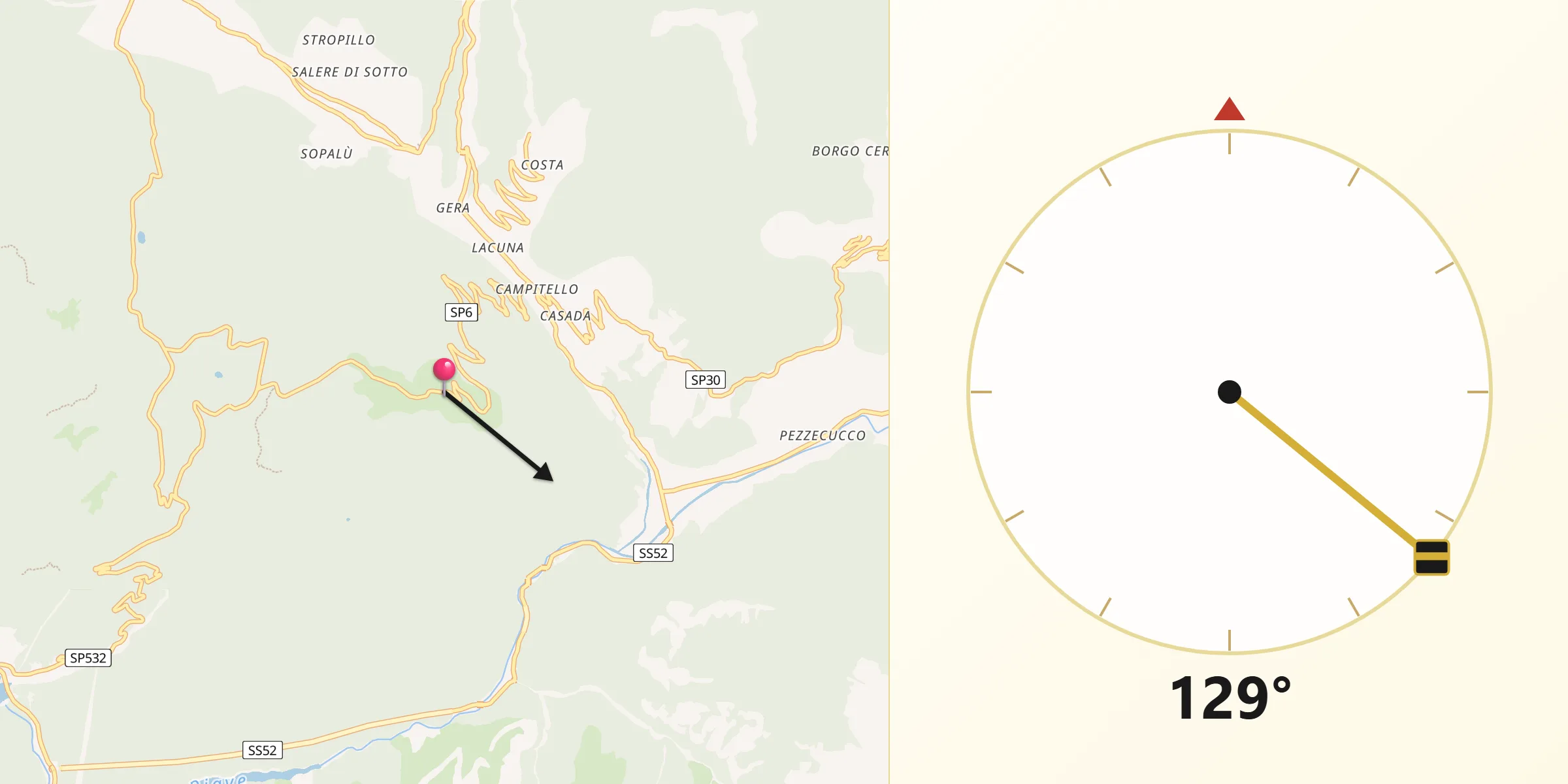 Direzione della Qibla da Danta