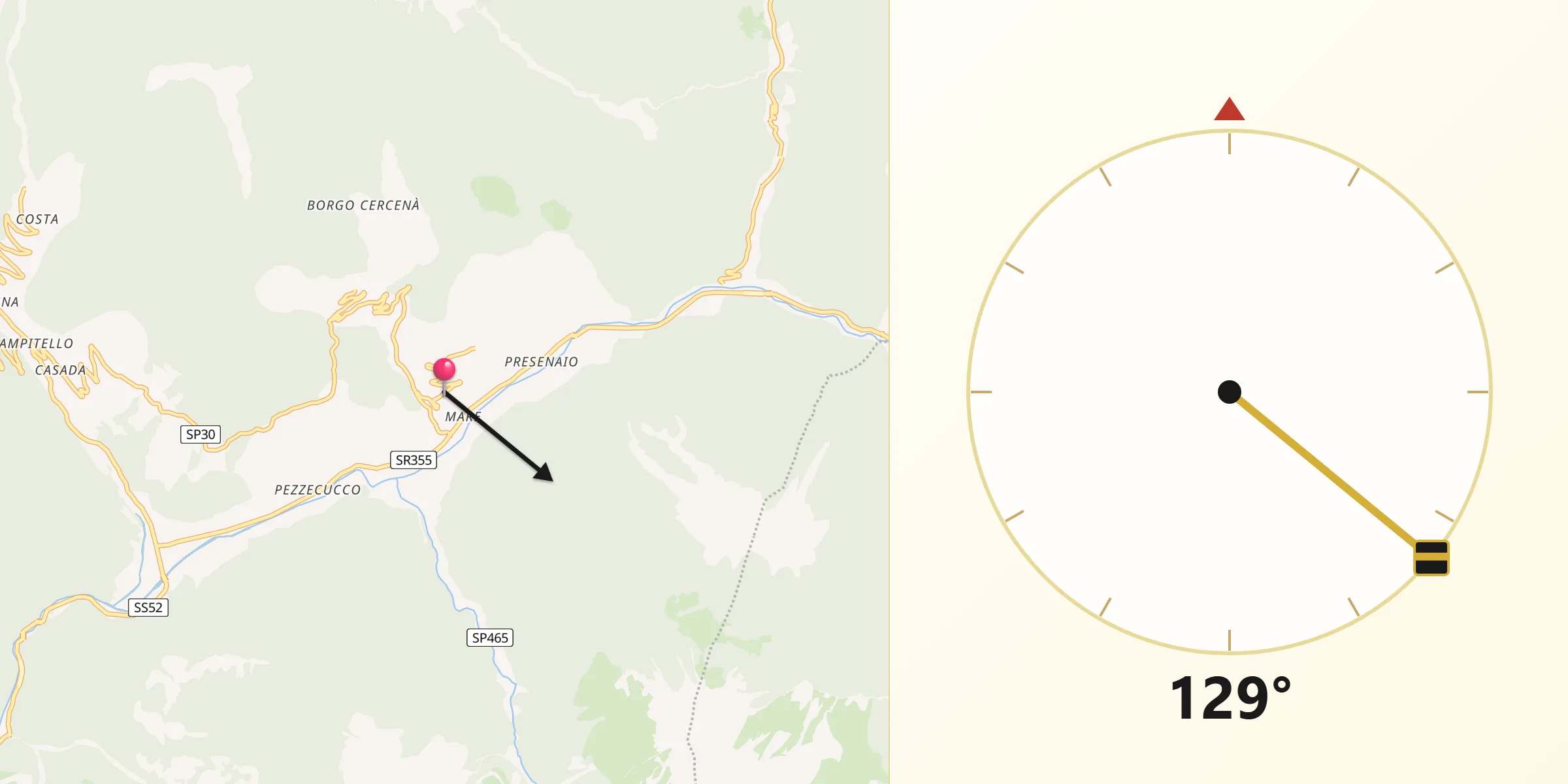 Direzione della Qibla da San Pietro di Cadore