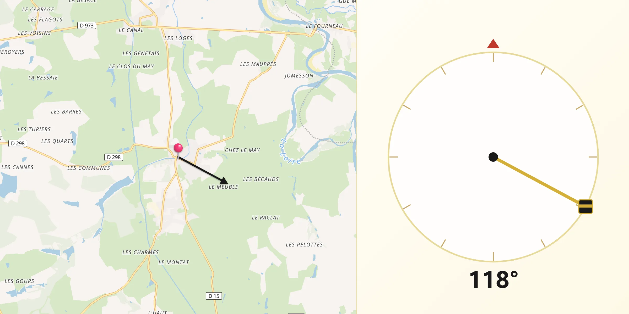 Direction vers la Qibla depuis Beaulon