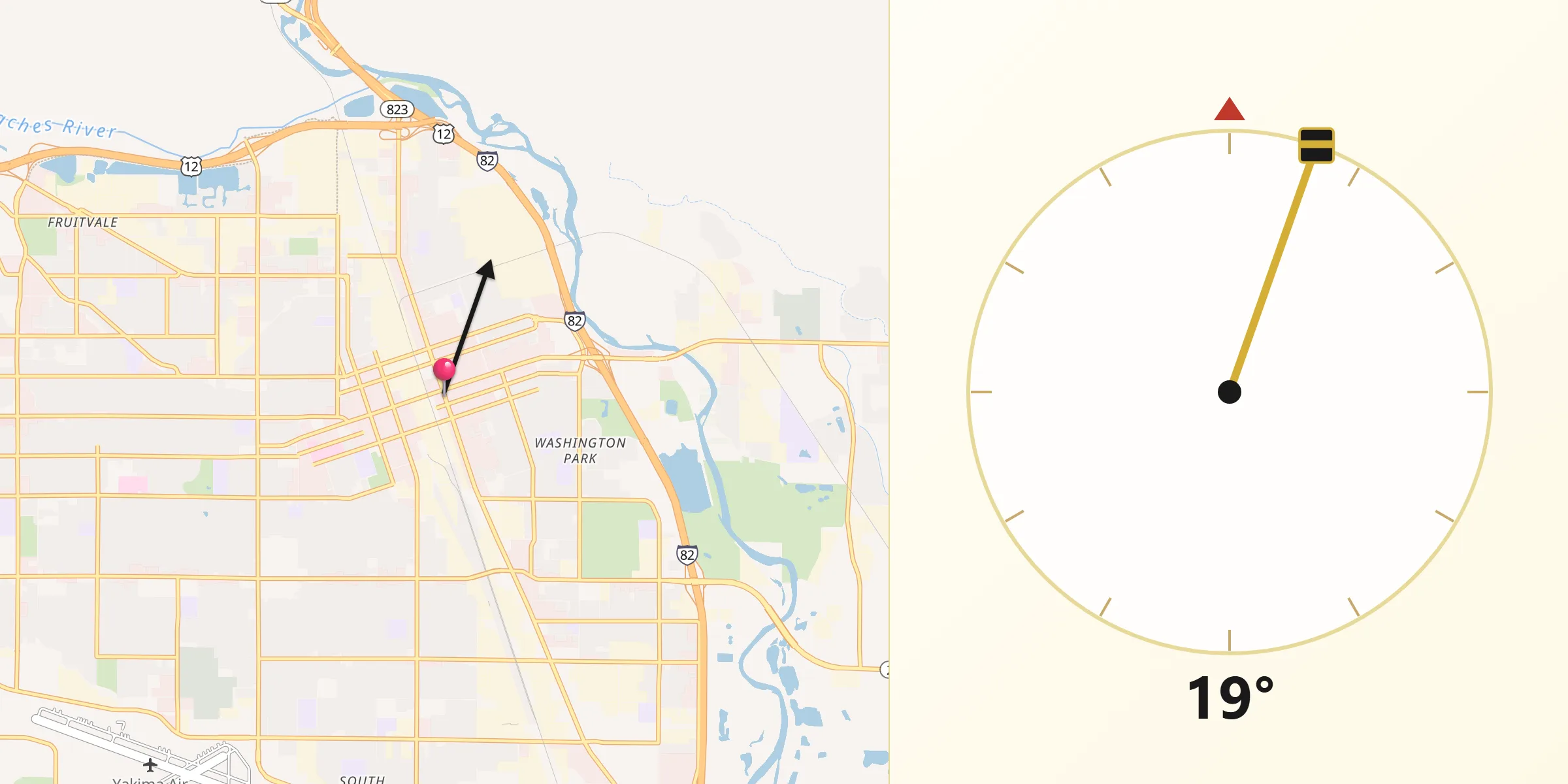 Qibla Direction from Yakima