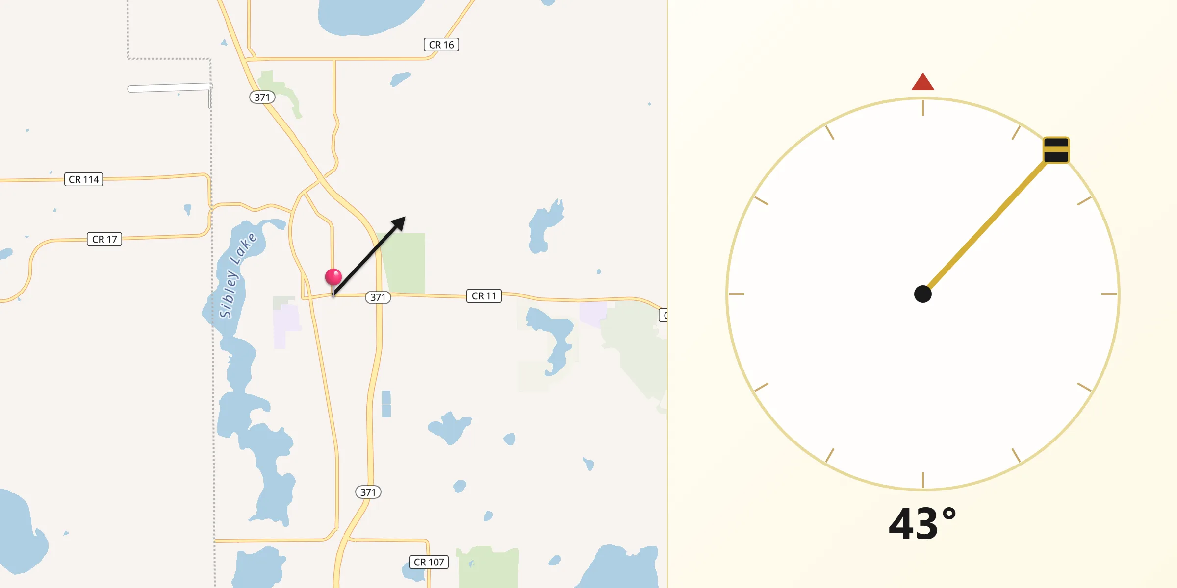 Qibla Direction from Pequot Lakes