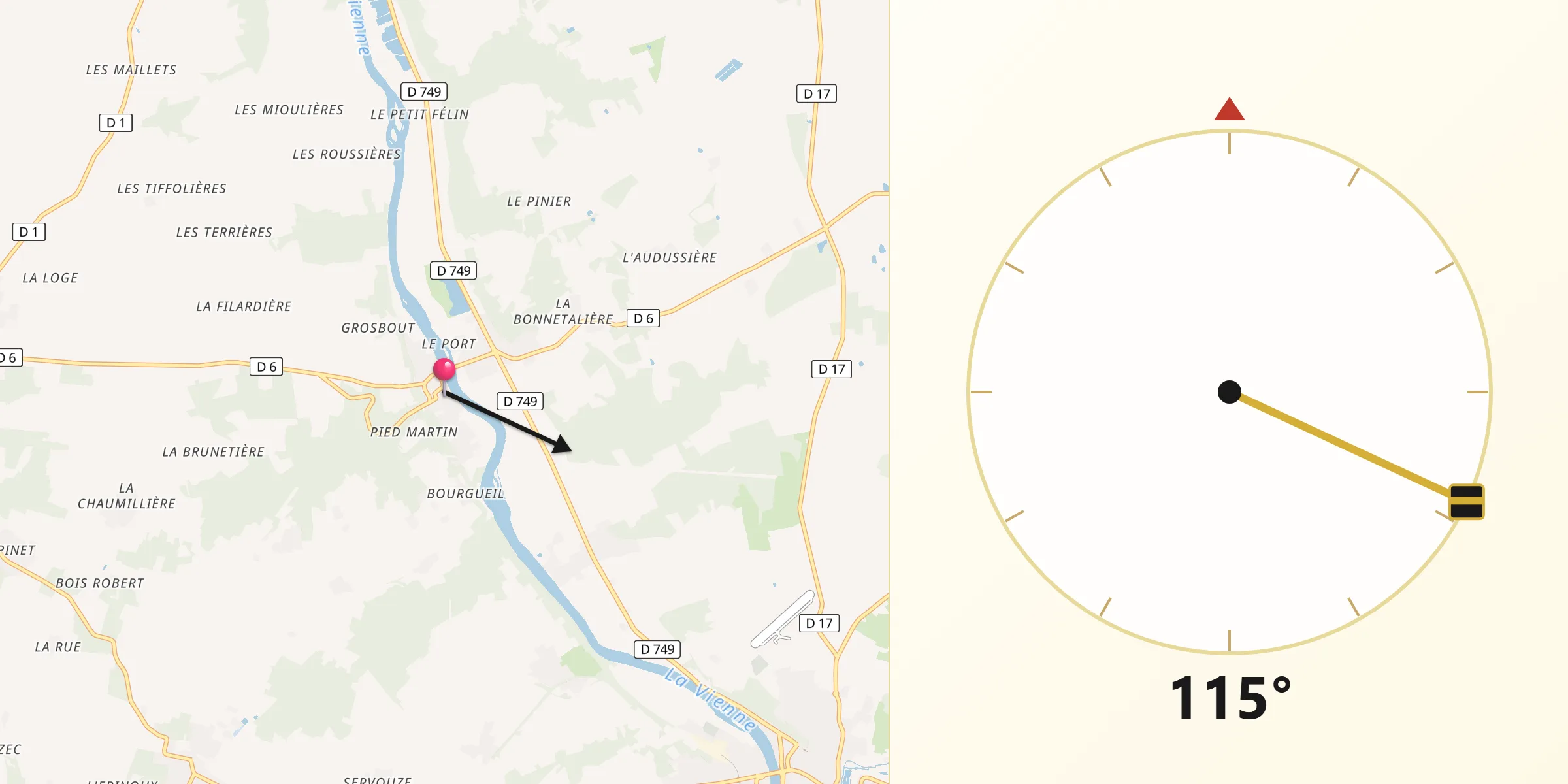 Direction vers la Qibla depuis Bonnes