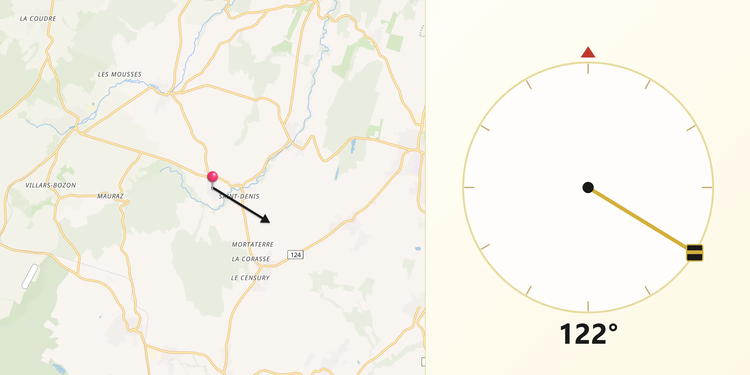 Direzione della Qibla da Chavannes-le-Veyron
