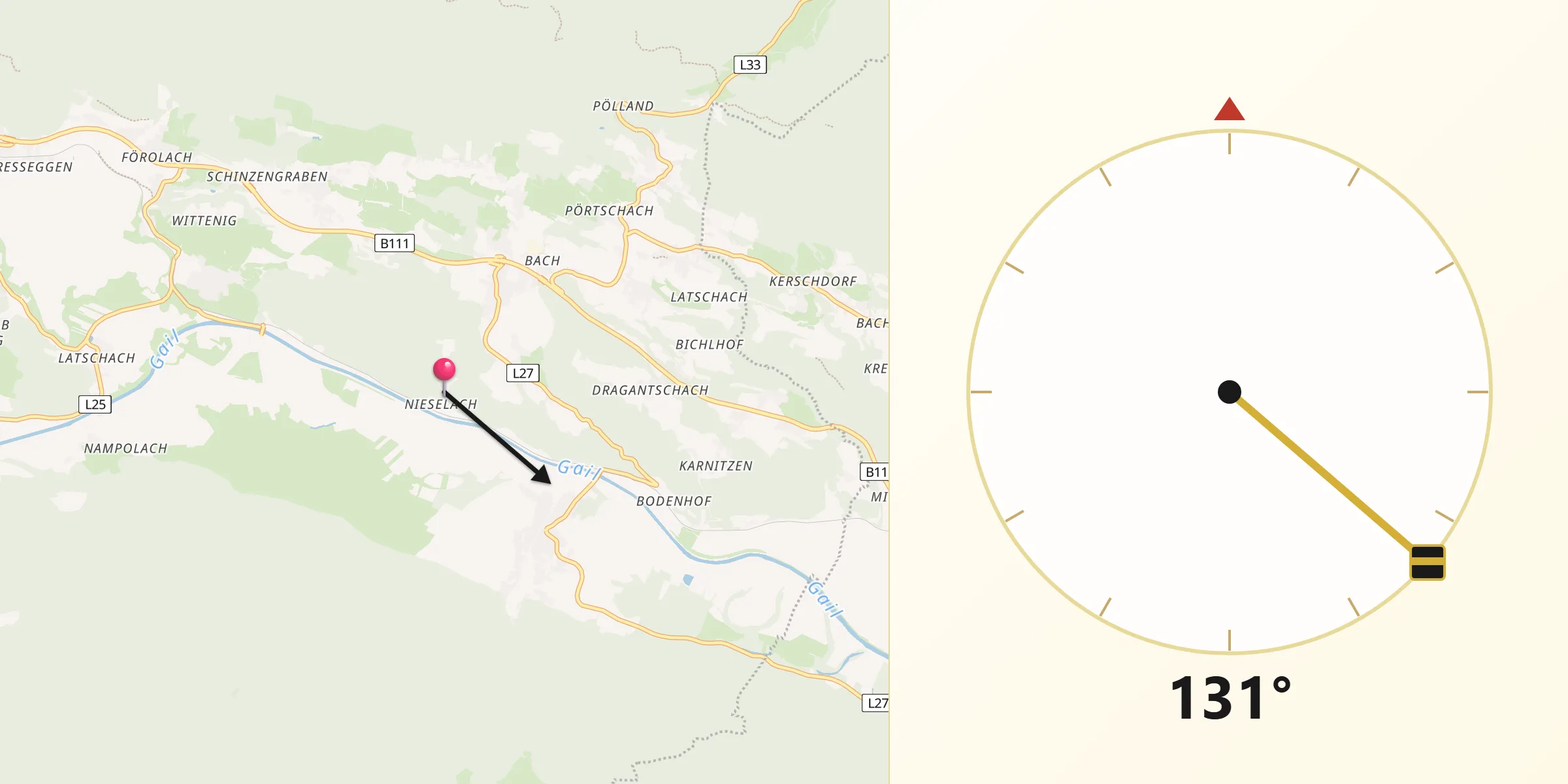 Qibla-Richtung von St. Stefan im Gailtal