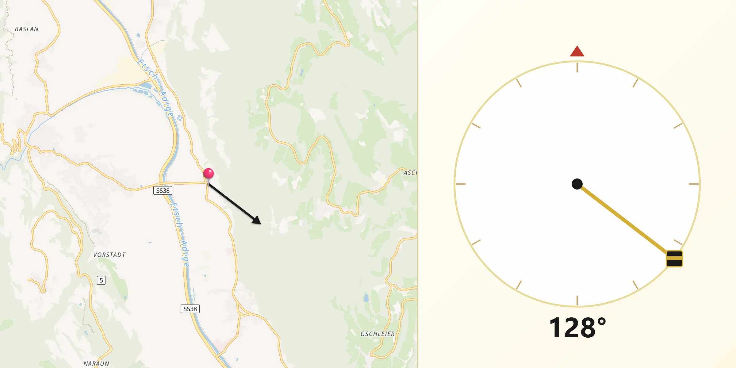 Direzione della Qibla da Postal