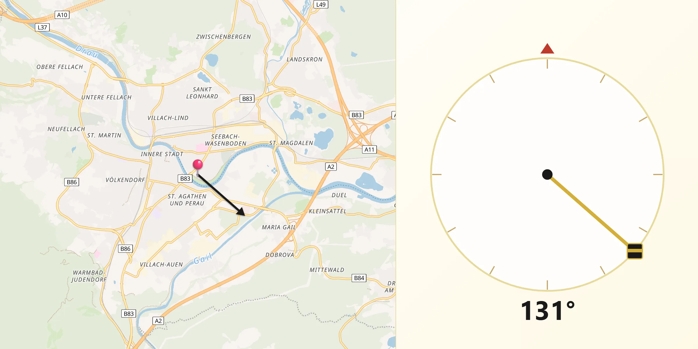 Villach şehrinden Kıble Yönü