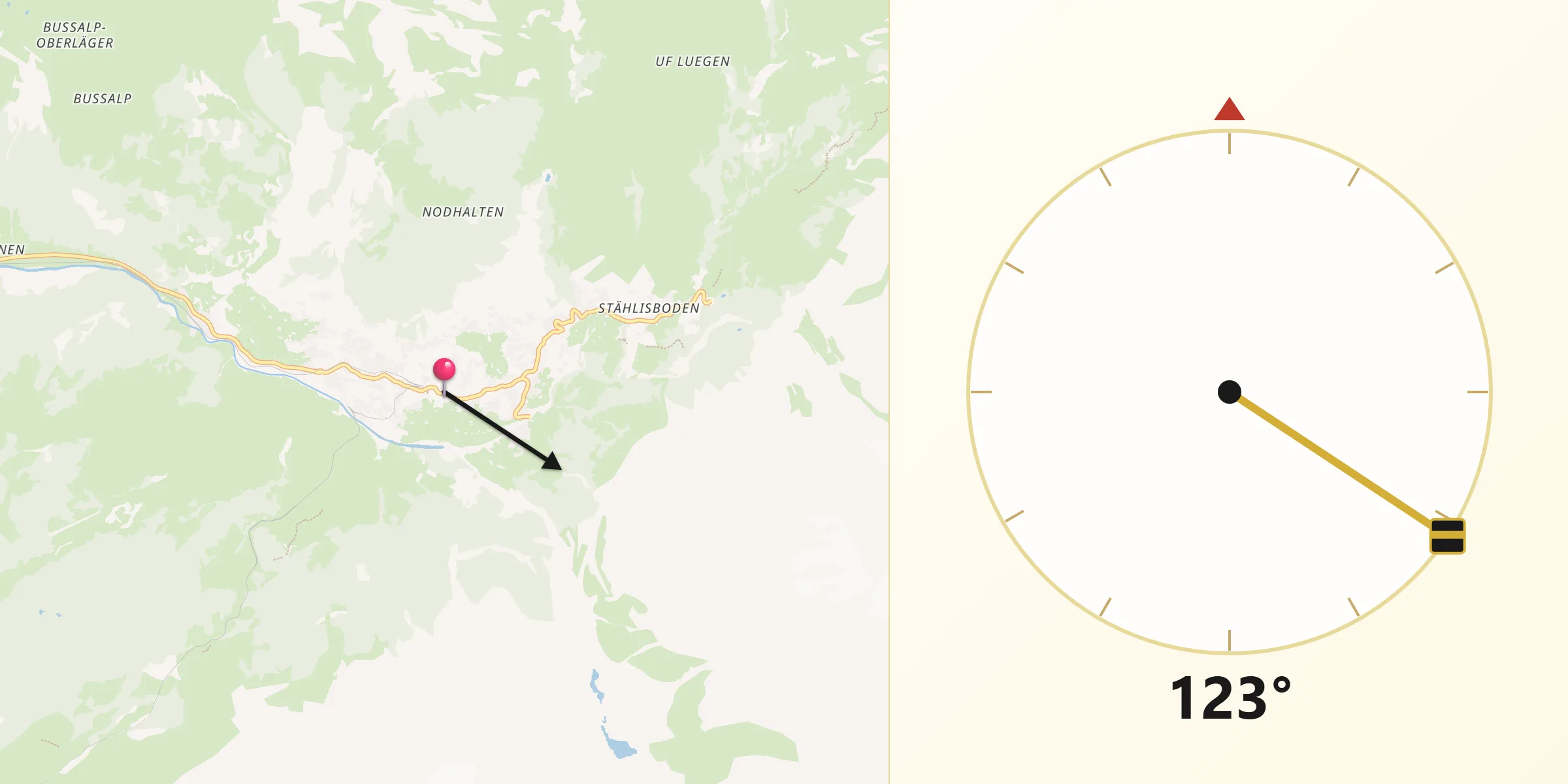 Direzione della Qibla da Grindelwald