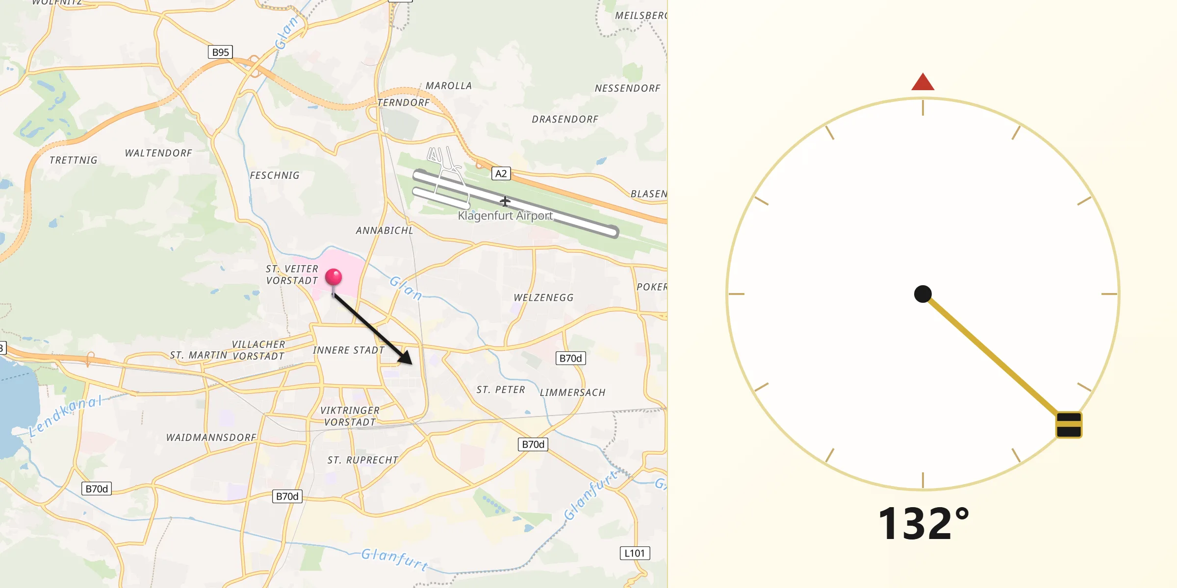 Qibla-Richtung von St. Veiter Vorstadt