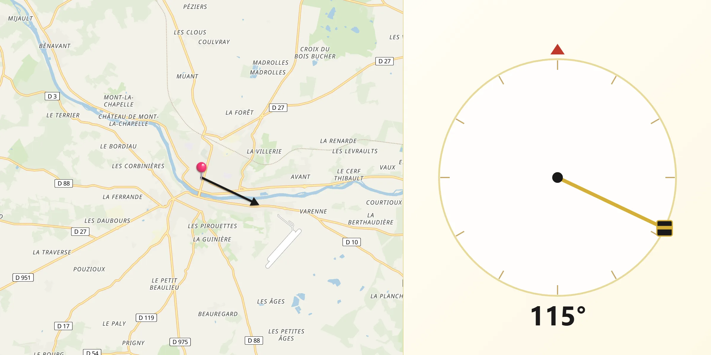 Direction vers la Qibla depuis Le Blanc